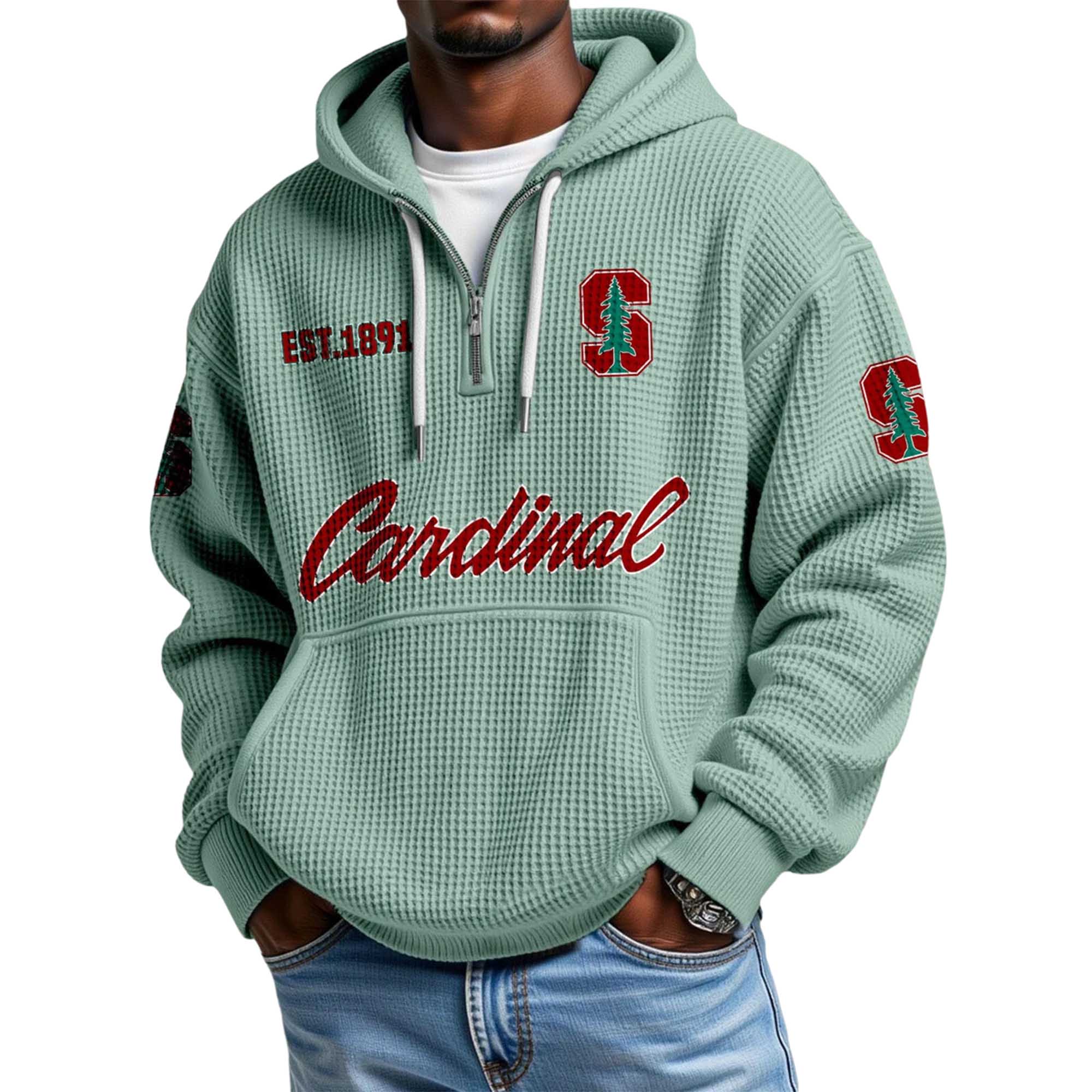 Cardinal EST 1891 Quarter Zip Waffle Hoodie 3 Cardinal EST 1891 Quarter Zip Waffle Hoodie 3