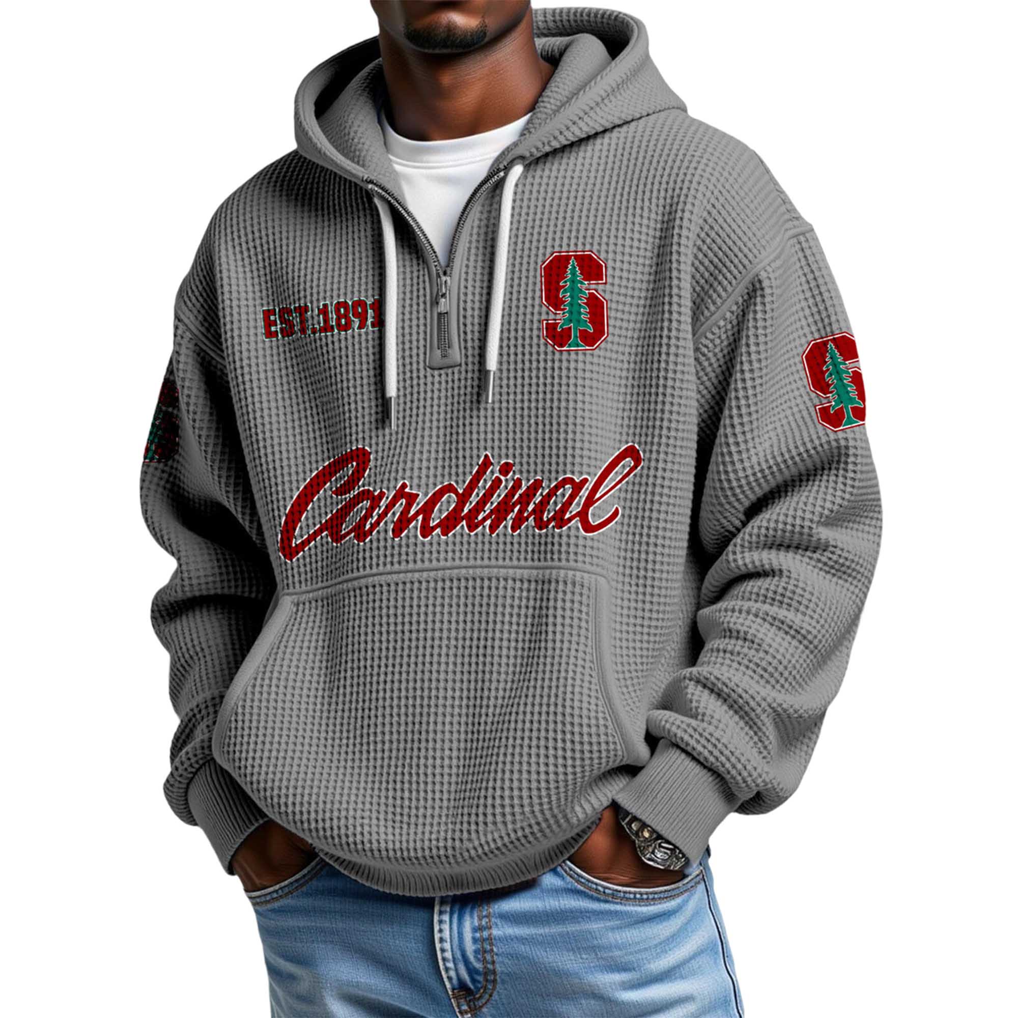 Cardinal EST 1891 Quarter Zip Waffle Hoodie 4 Cardinal EST 1891 Quarter Zip Waffle Hoodie 4