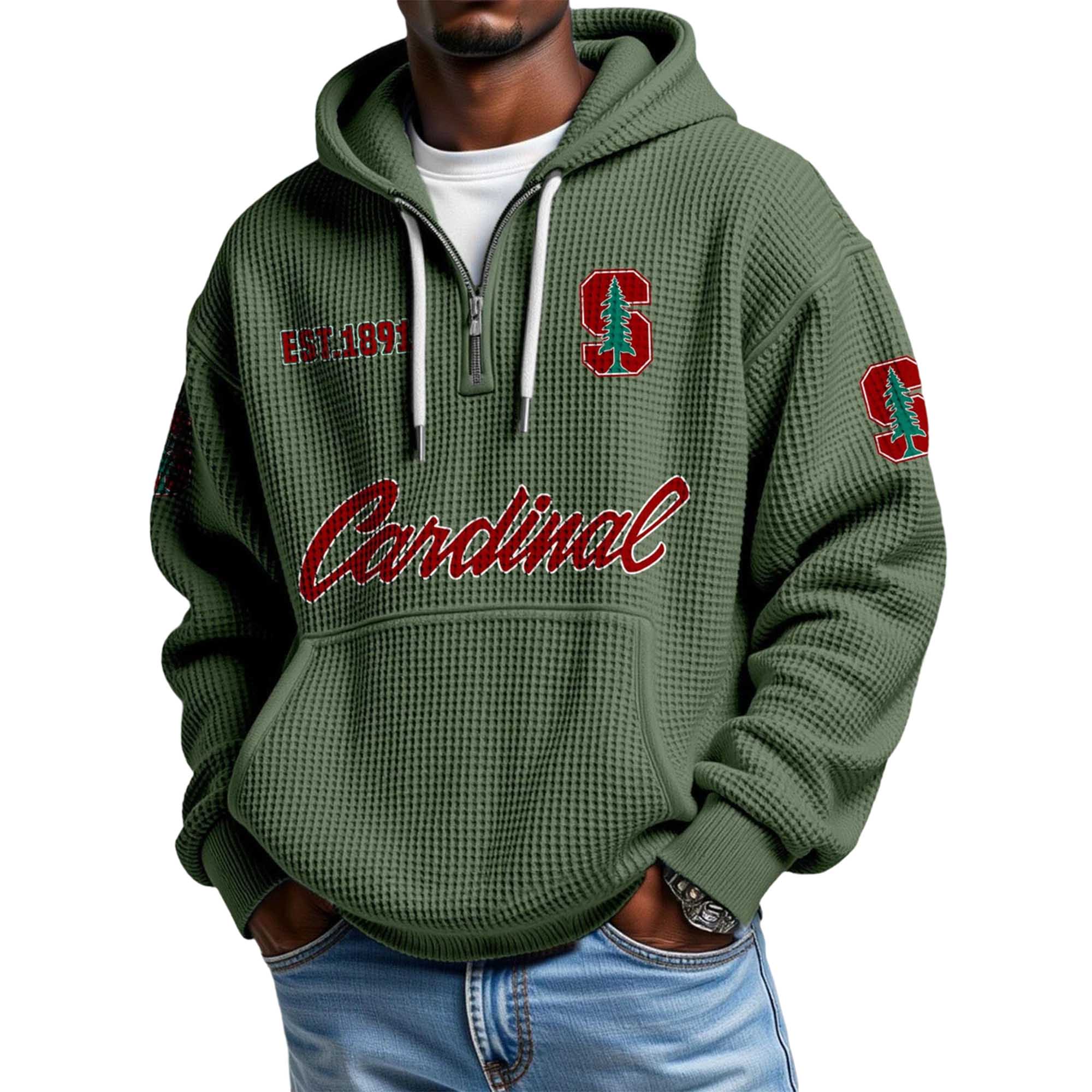 Cardinal EST 1891 Quarter Zip Waffle Hoodie 5 Cardinal EST 1891 Quarter Zip Waffle Hoodie 5