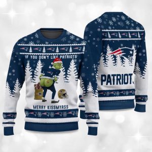 2025 Patriots Grnch Merry Kiss My Ass Christmas Ugly Sweater