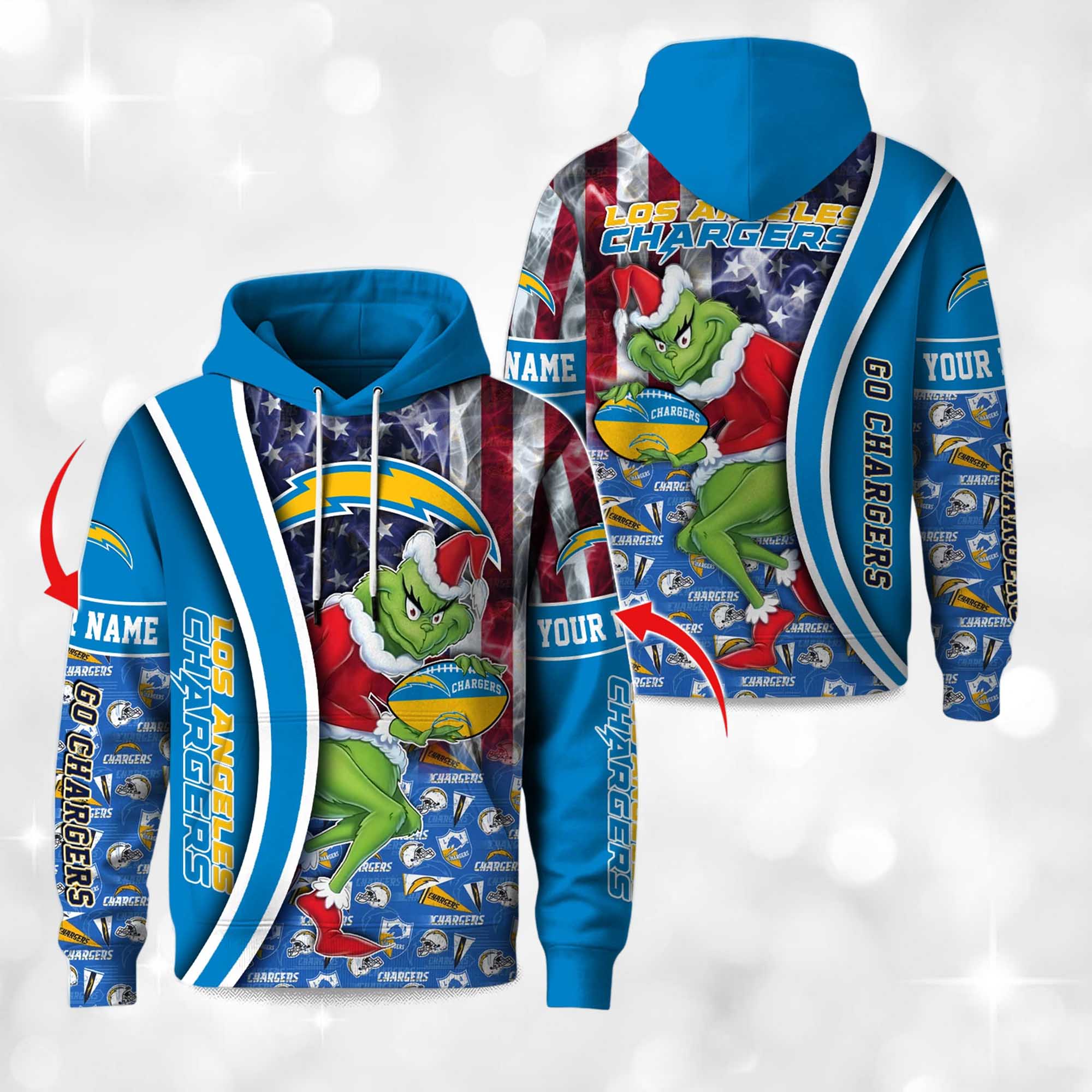 Chargers The Grnch Christmas Football Hoodie 2 Chargers The Grnch Christmas Football Hoodie 2