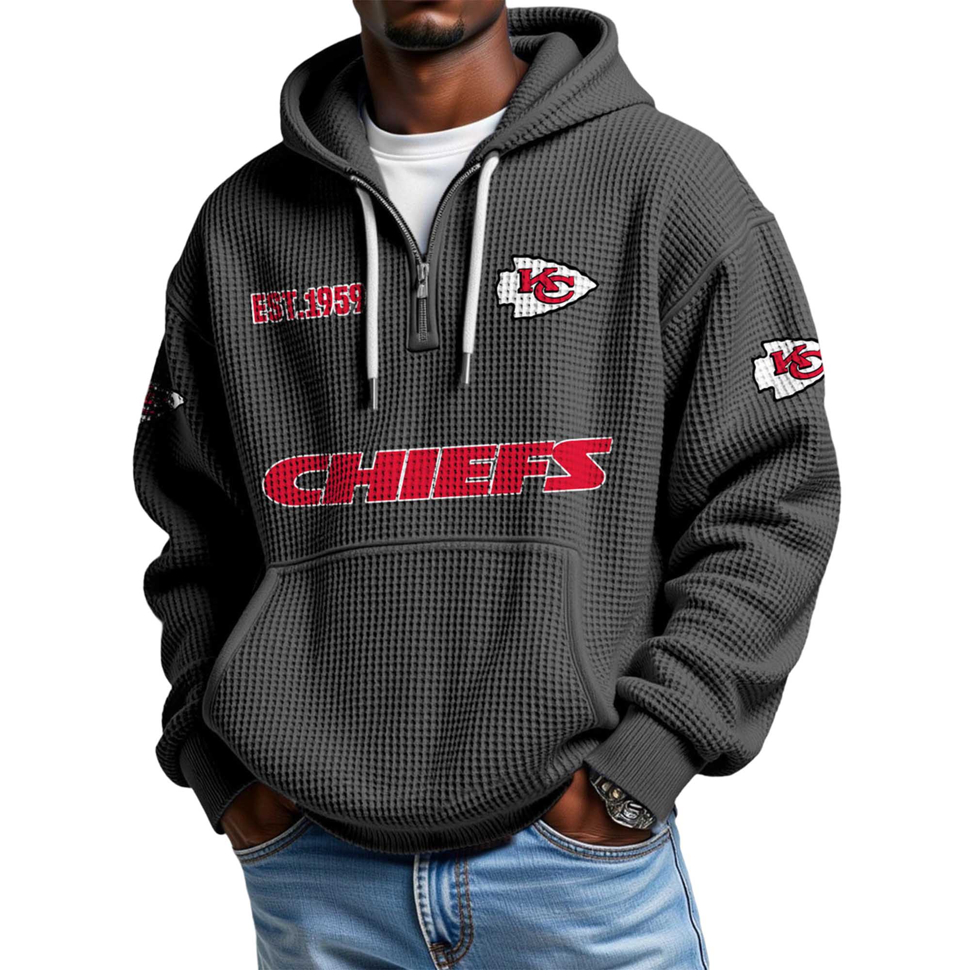 Chiefs EST 1959 Waffle Quarter Zip Hoodie Chiefs EST 1959 Waffle Quarter Zip Hoodie
