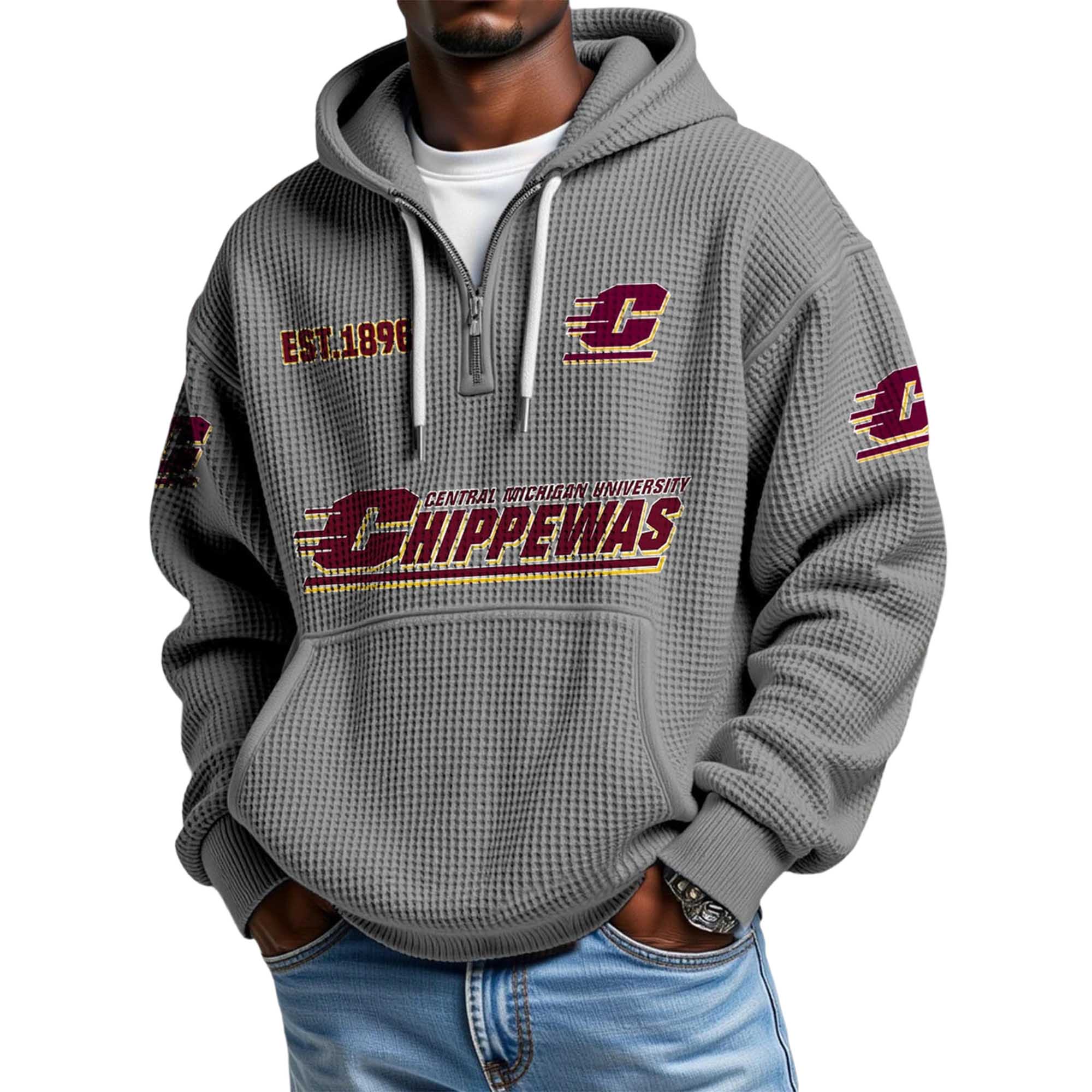 Chippewas EST 1896 Quarter Zip Waffle Hoodie 4 Chippewas EST 1896 Quarter Zip Waffle Hoodie 4