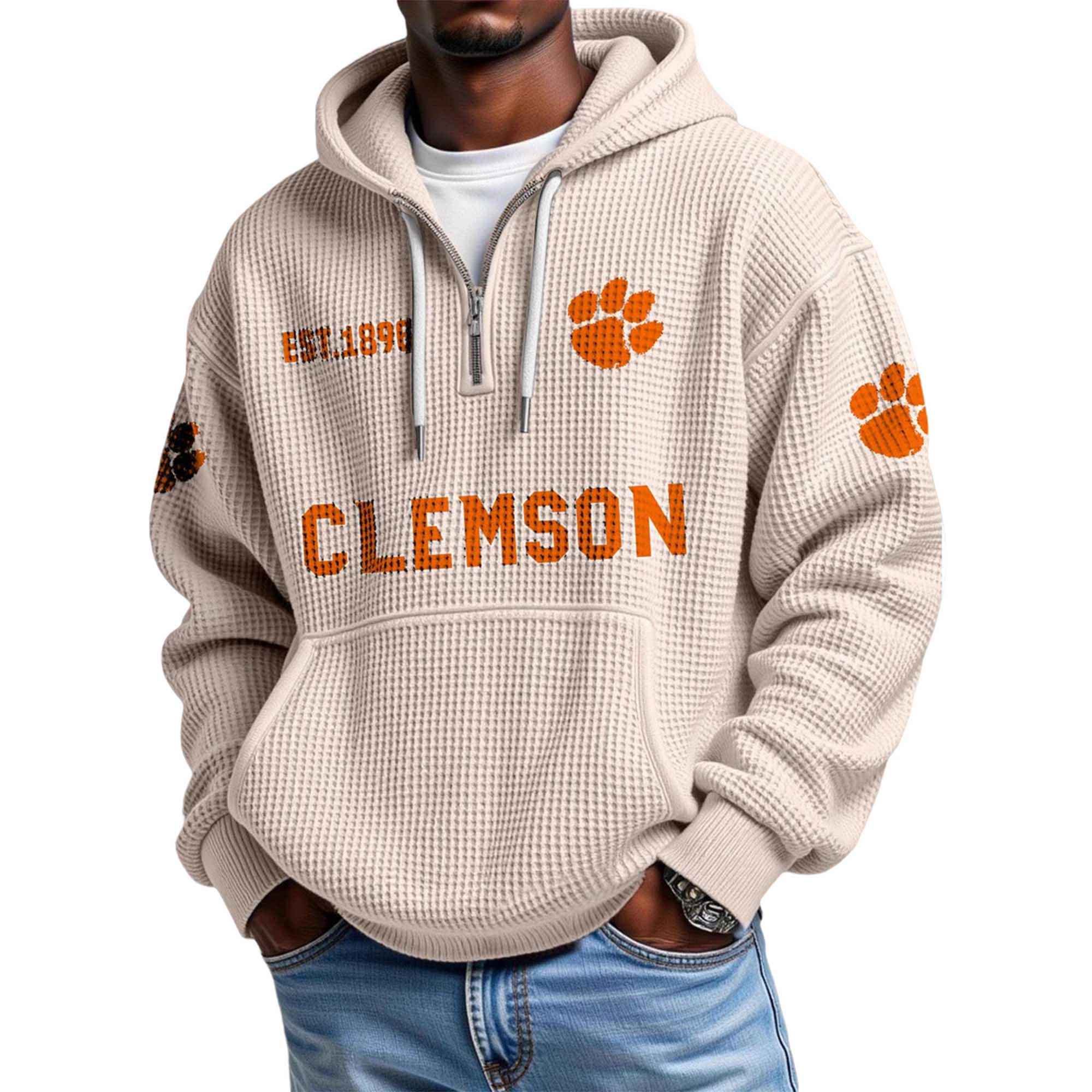 Clemson EST 1896 Quarter Zip Waffle Hoodie 5 Clemson EST 1896 Quarter Zip Waffle Hoodie 5