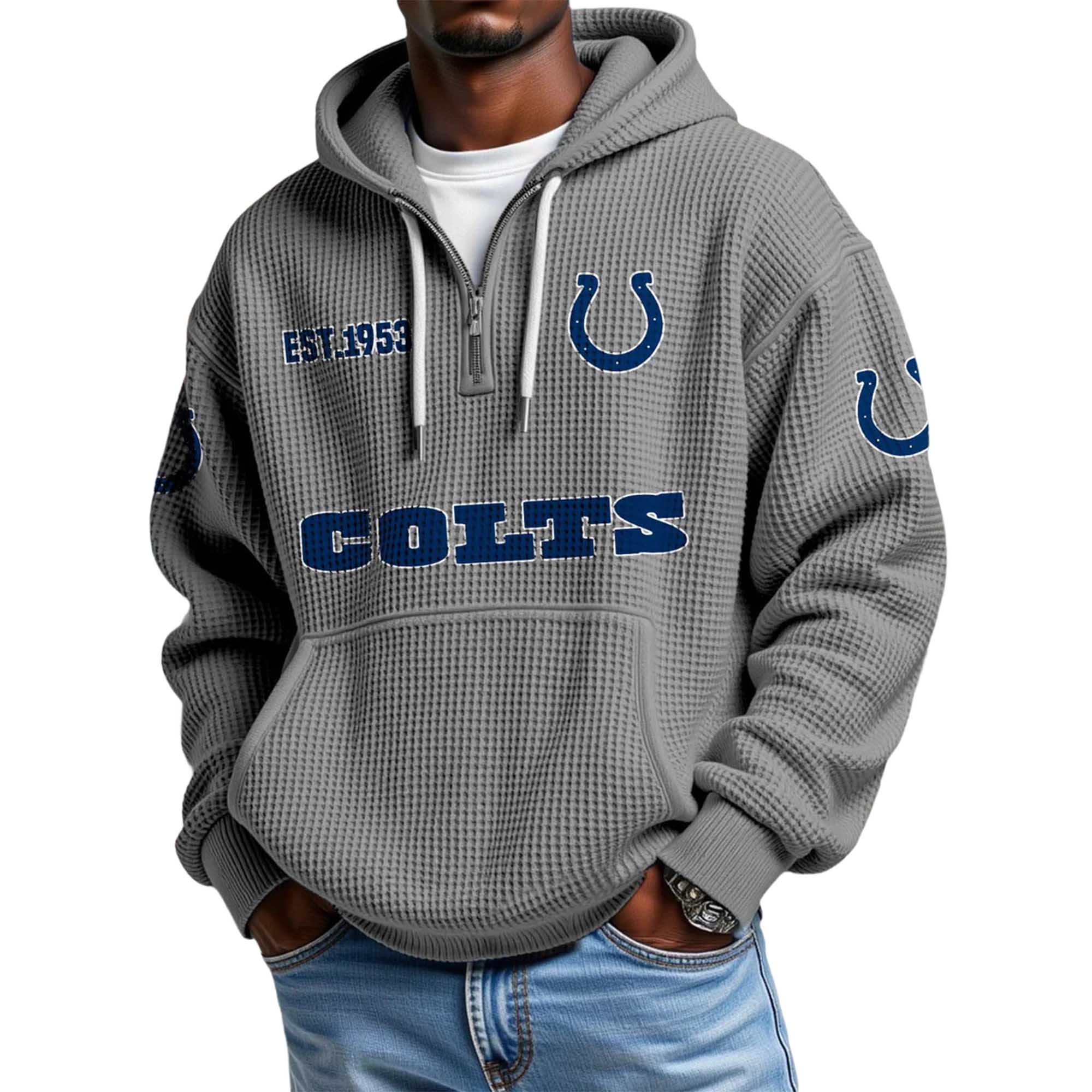 Colts EST 1953 Quarter Zip Waffle Hoodie 5 Colts EST 1953 Quarter Zip Waffle Hoodie 4