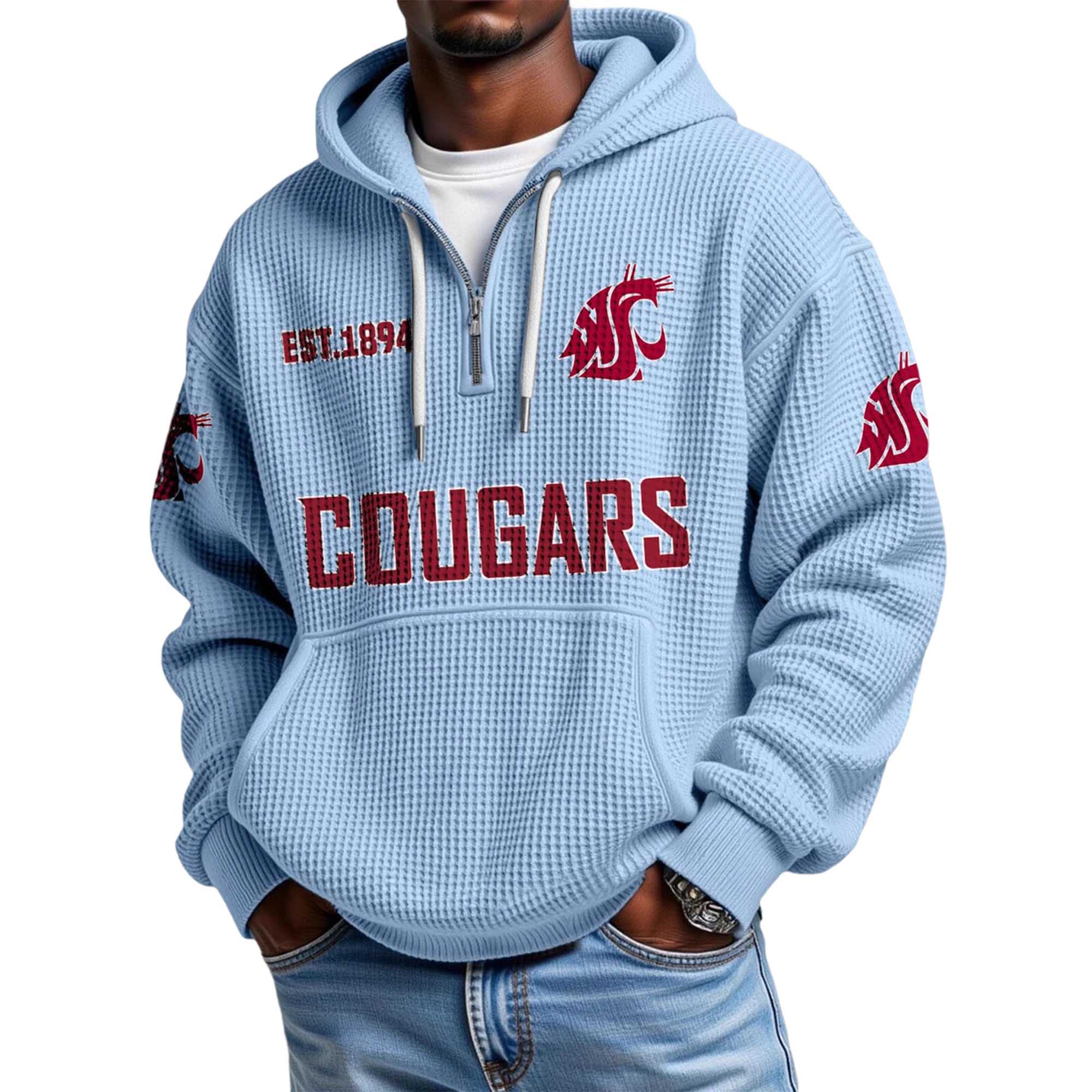 Cougars EST 1894 Quarter Zip Waffle Hoodie Cougars EST 1894 Quarter Zip Waffle Hoodie