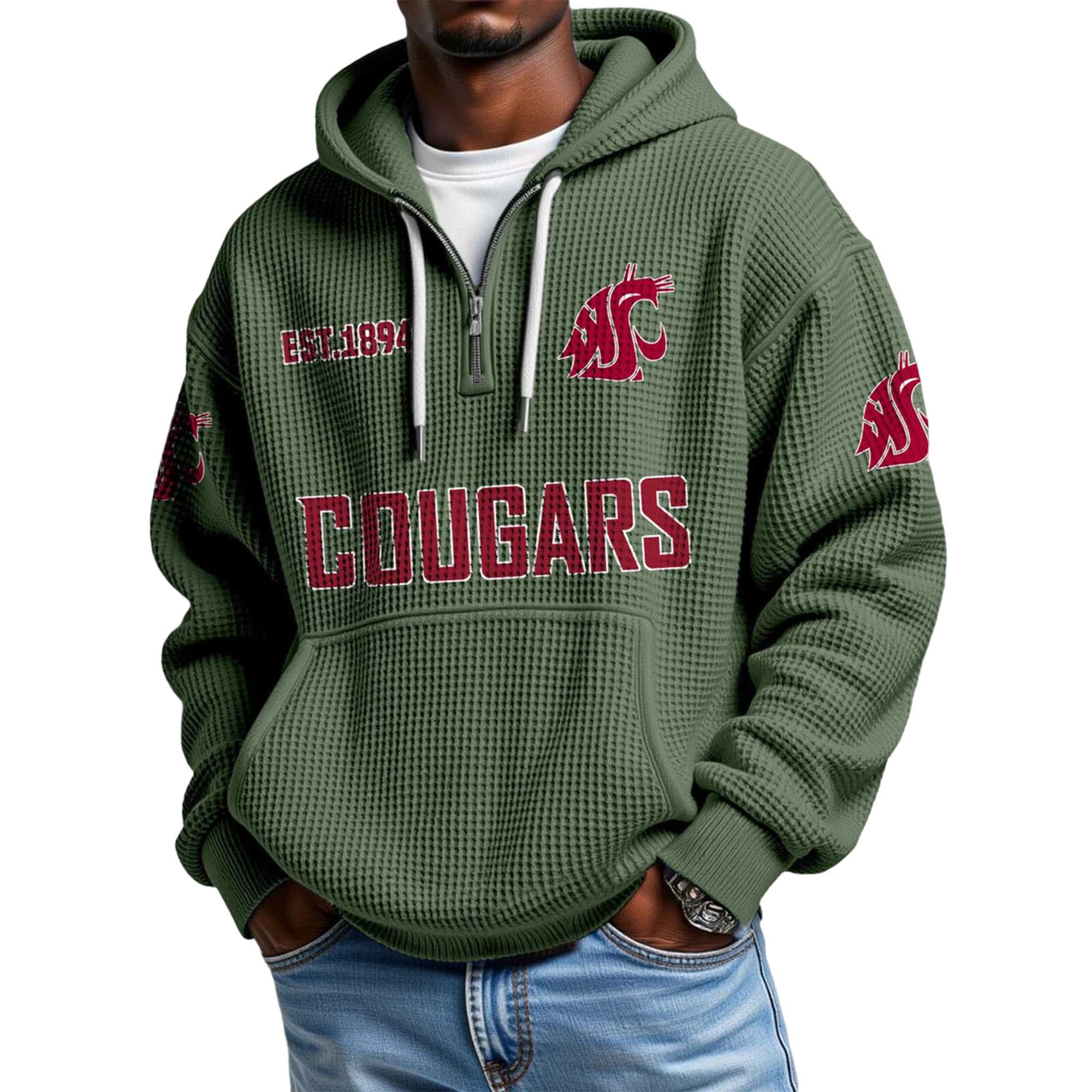 Cougars EST 1894 Quarter Zip Waffle Hoodie 3 Cougars EST 1894 Quarter Zip Waffle Hoodie 3