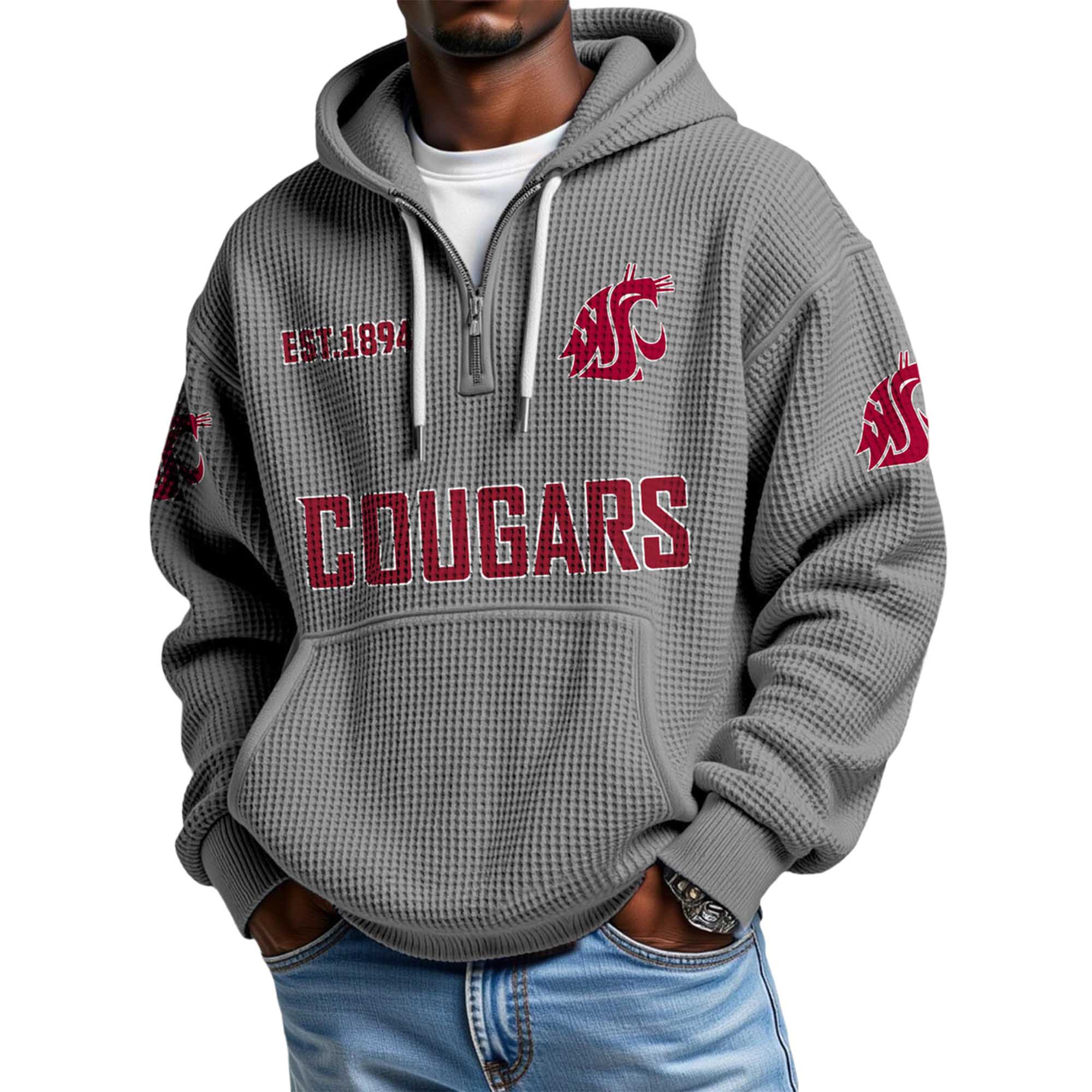 Cougars EST 1894 Quarter Zip Waffle Hoodie 4 Cougars EST 1894 Quarter Zip Waffle Hoodie 4