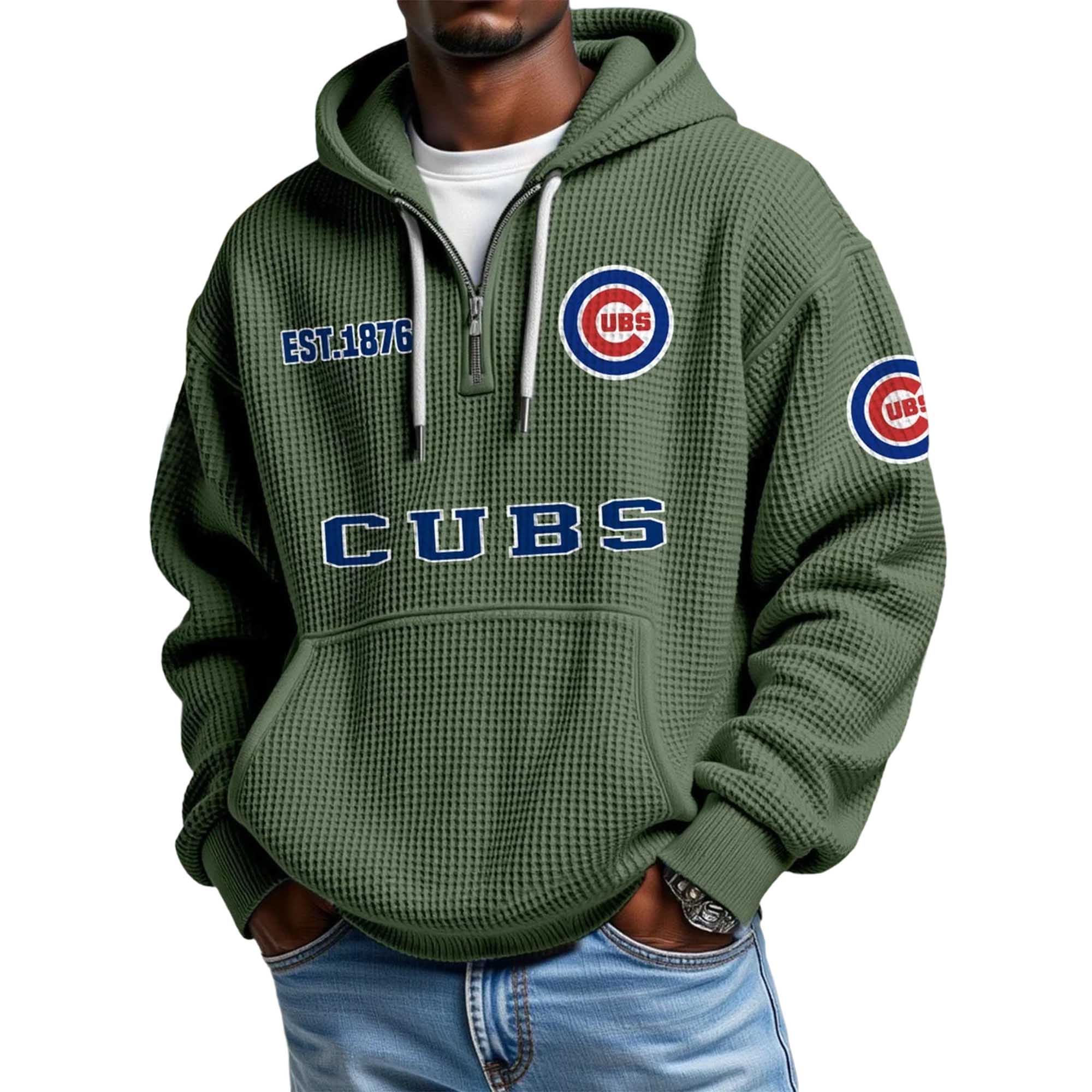 Cubs EST 1876 Quarter Zip Waffle Hoodie 2 Cubs EST 1876 Quarter Zip Waffle Hoodie 2