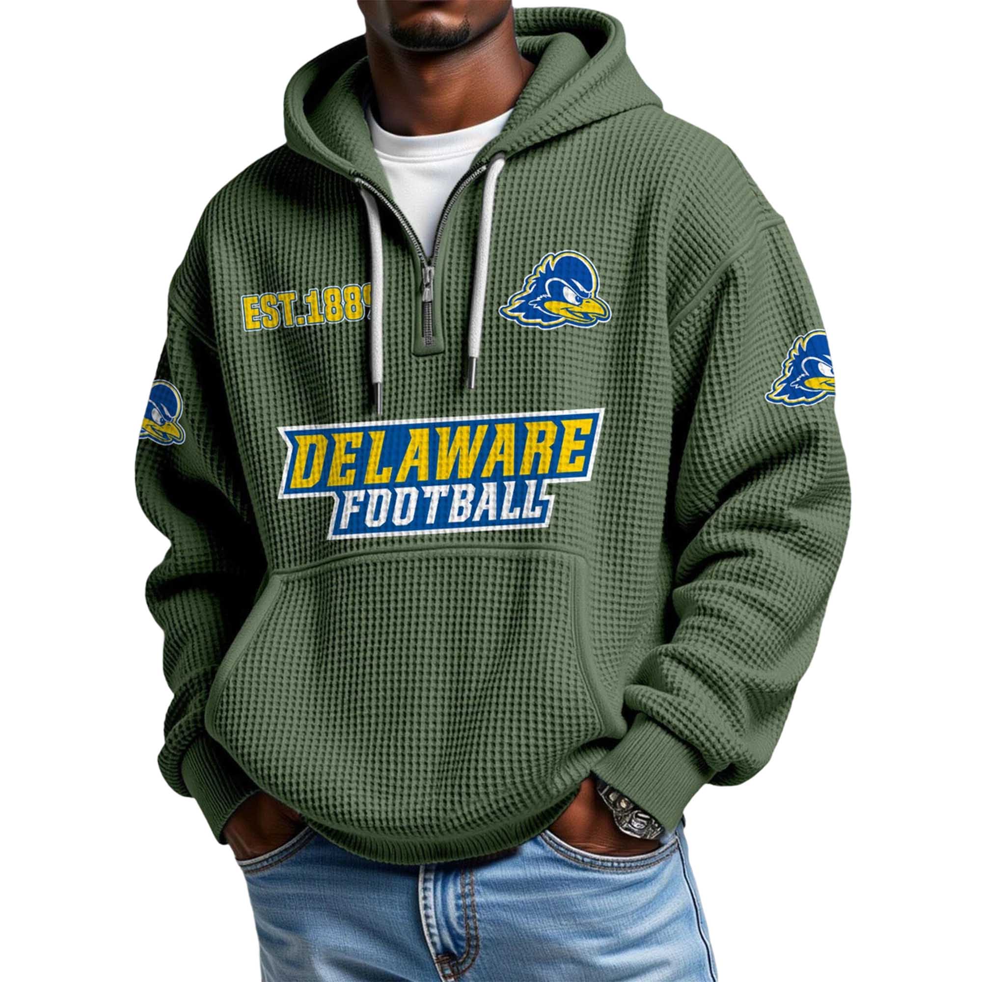 Delaware Football EST 1889 Quarter Zip Waffle Hoodie 4 Delaware Football EST 1889 Quarter Zip Waffle Hoodie 4