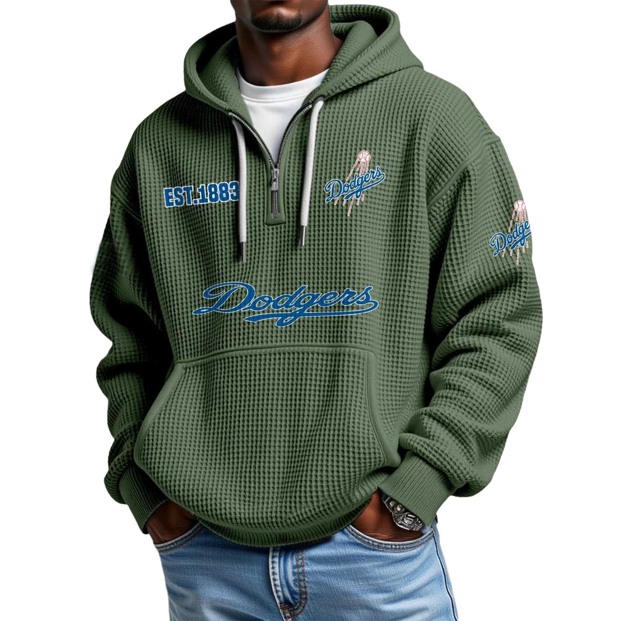 Dodgers EST 1883 Quarter Zip Waffle Hoodie 2 Dodgers EST 1883 Quarter Zip Waffle Hoodie 2