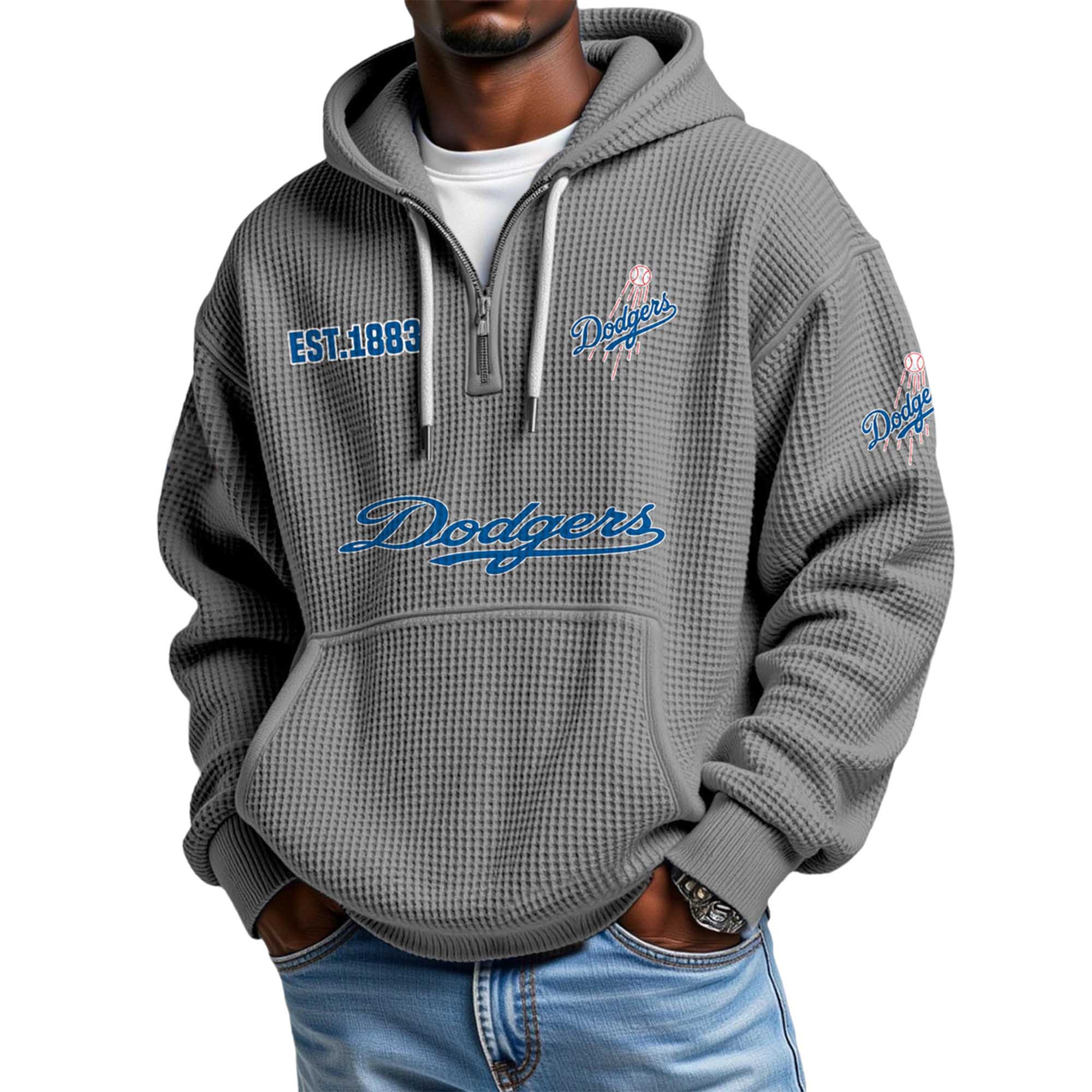 Dodgers EST 1883 Quarter Zip Waffle Hoodie 3 Dodgers EST 1883 Quarter Zip Waffle Hoodie 3