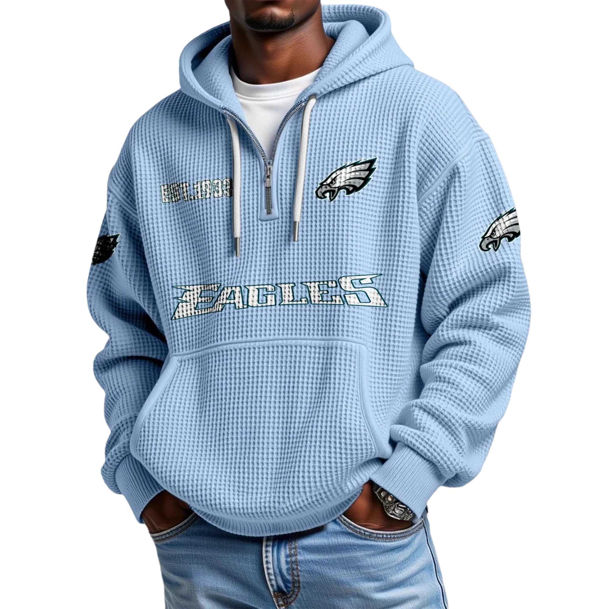Eagles EST 1993 Waffle Quarter Zip Hoodie 5 Eagles EST 1993 Waffle Quarter Zip Hoodie (3)