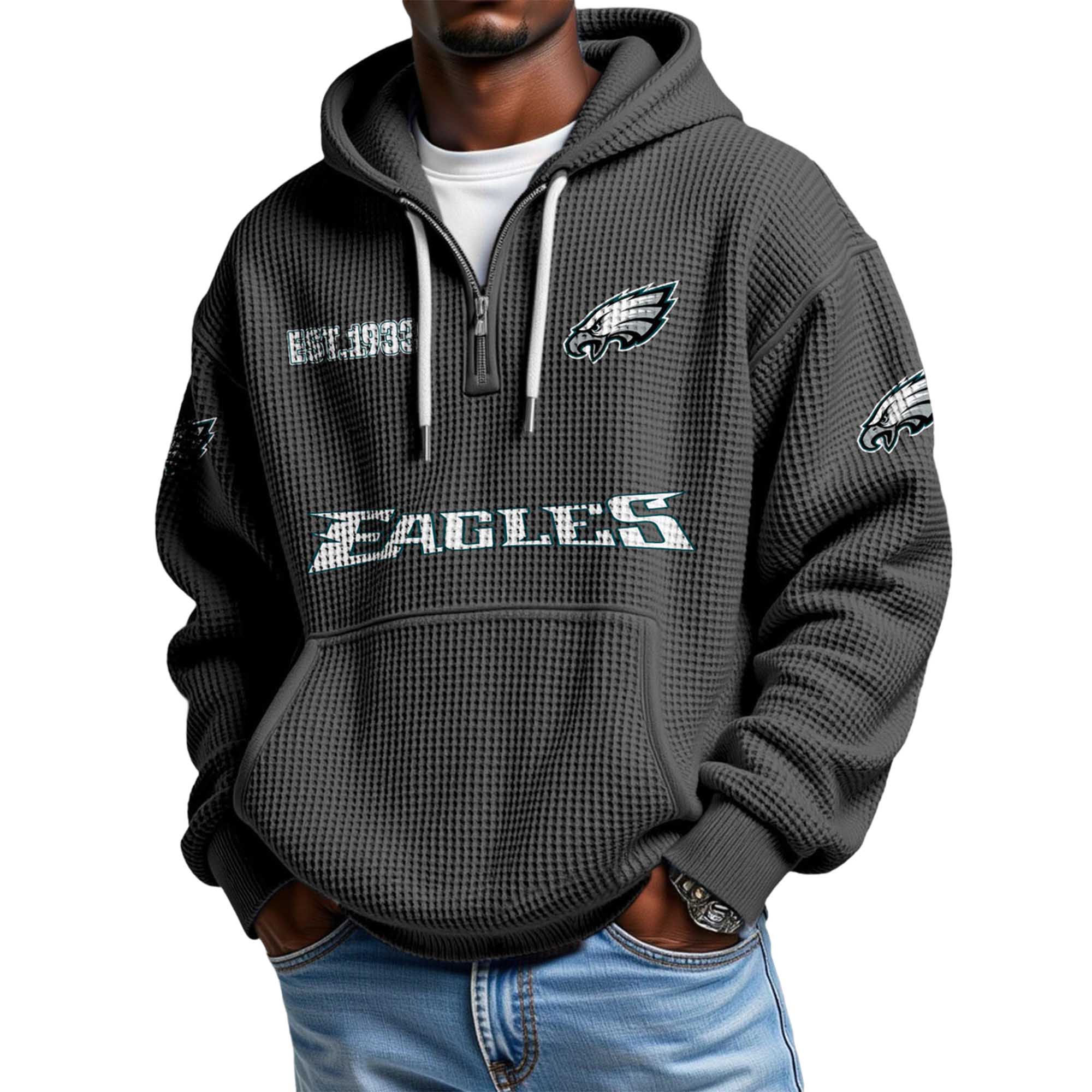 Eagles EST 1993 Waffle Quarter Zip Hoodie 4 Eagles EST 1993 Waffle Quarter Zip Hoodie (4)