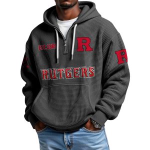 Rutgers EST 1869 Quarter Zip Waffle Hoodie 1