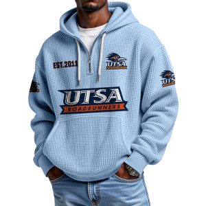 Utsa Roadrunners EST 2011 Quarter Zip Waffle Hoodie 1