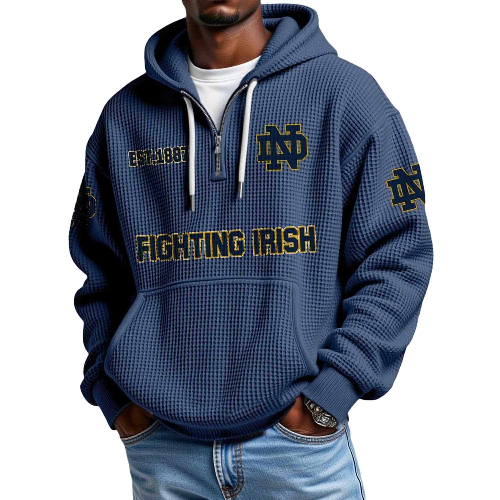 Fighting Irish EST 1887 Quarter Zip Waffle Hoodie 4 Fighting Irish EST 1887 Quarter Zip Waffle Hoodie 4