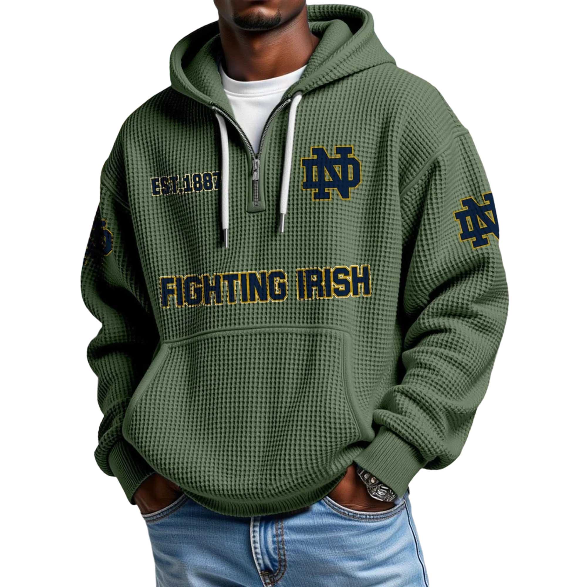 Fighting Irish EST 1887 Quarter Zip Waffle Hoodie 5 Fighting Irish EST 1887 Quarter Zip Waffle Hoodie 5