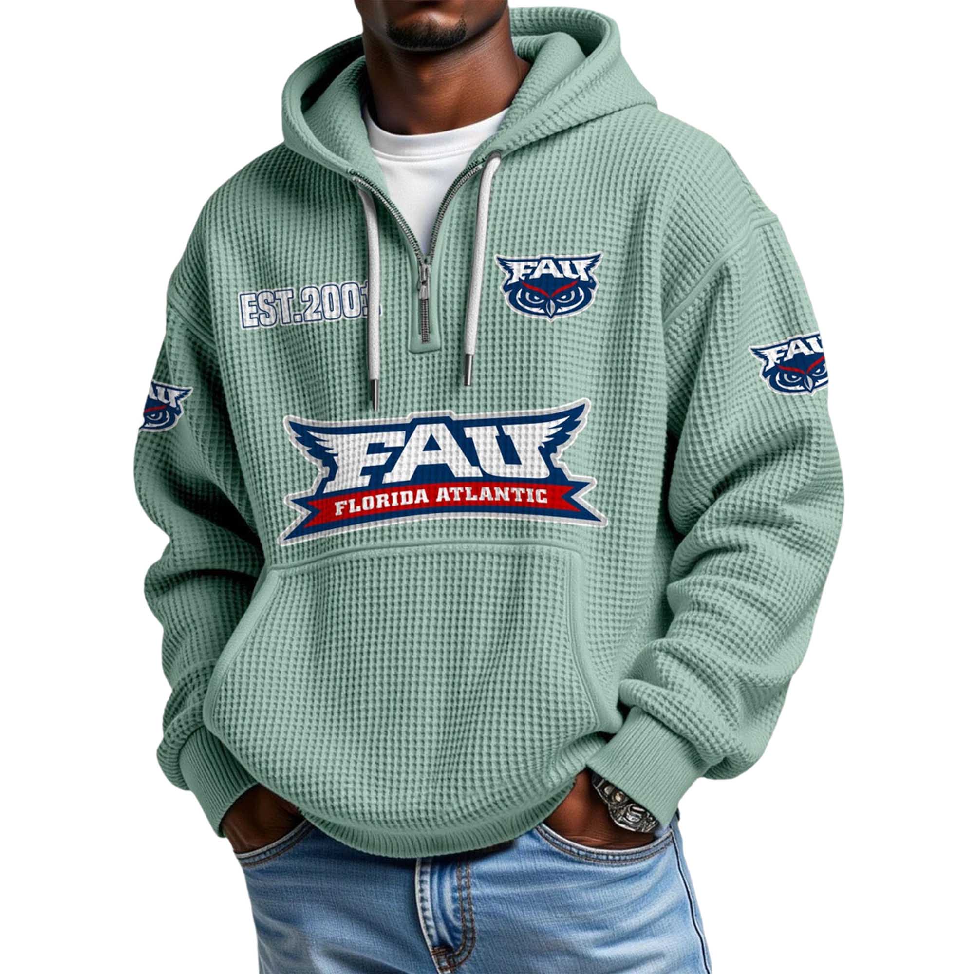 Florida Atlantic EST 2001 Quarter Zip Waffle Hoodie 2 Florida Atlantic EST 2001 Quarter Zip Waffle Hoodie 2