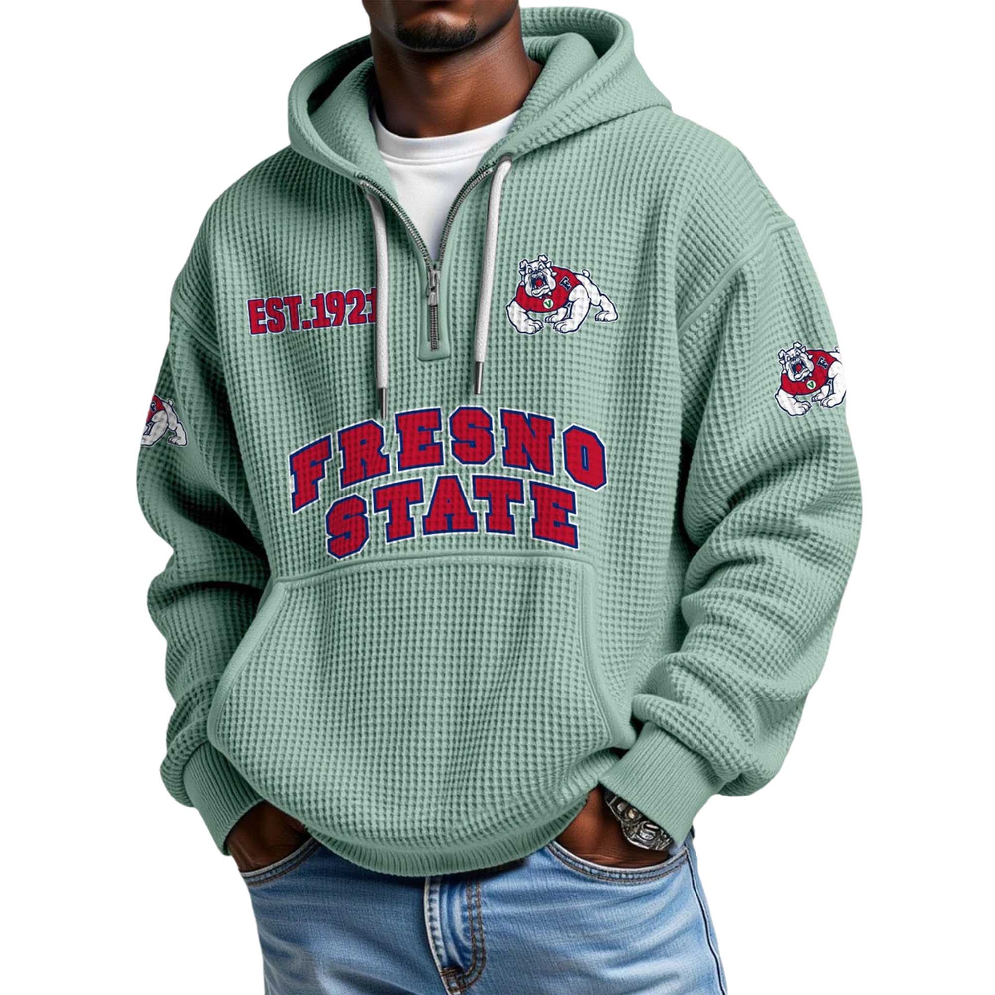 Fresno State EST 1921 Quarter Zip Waffle Hoodie 3 Fresno State EST 1921 Quarter Zip Waffle Hoodie 3