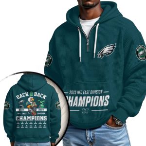 Eagles NFC East Division Champions 2025 Quarter Zip Waffle Hoodie (1)