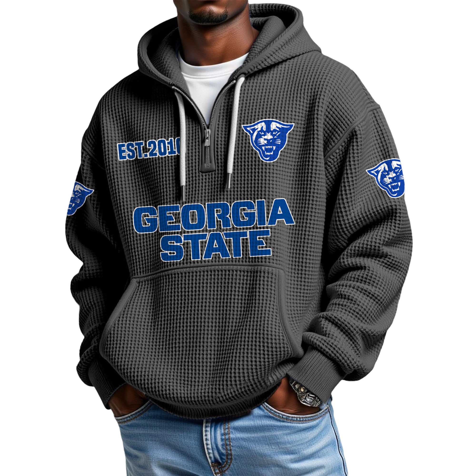 Georgia State EST 2016 Quarter Zip Waffle Hoodie Georgia State EST 2016 Quarter Zip Waffle Hoodie