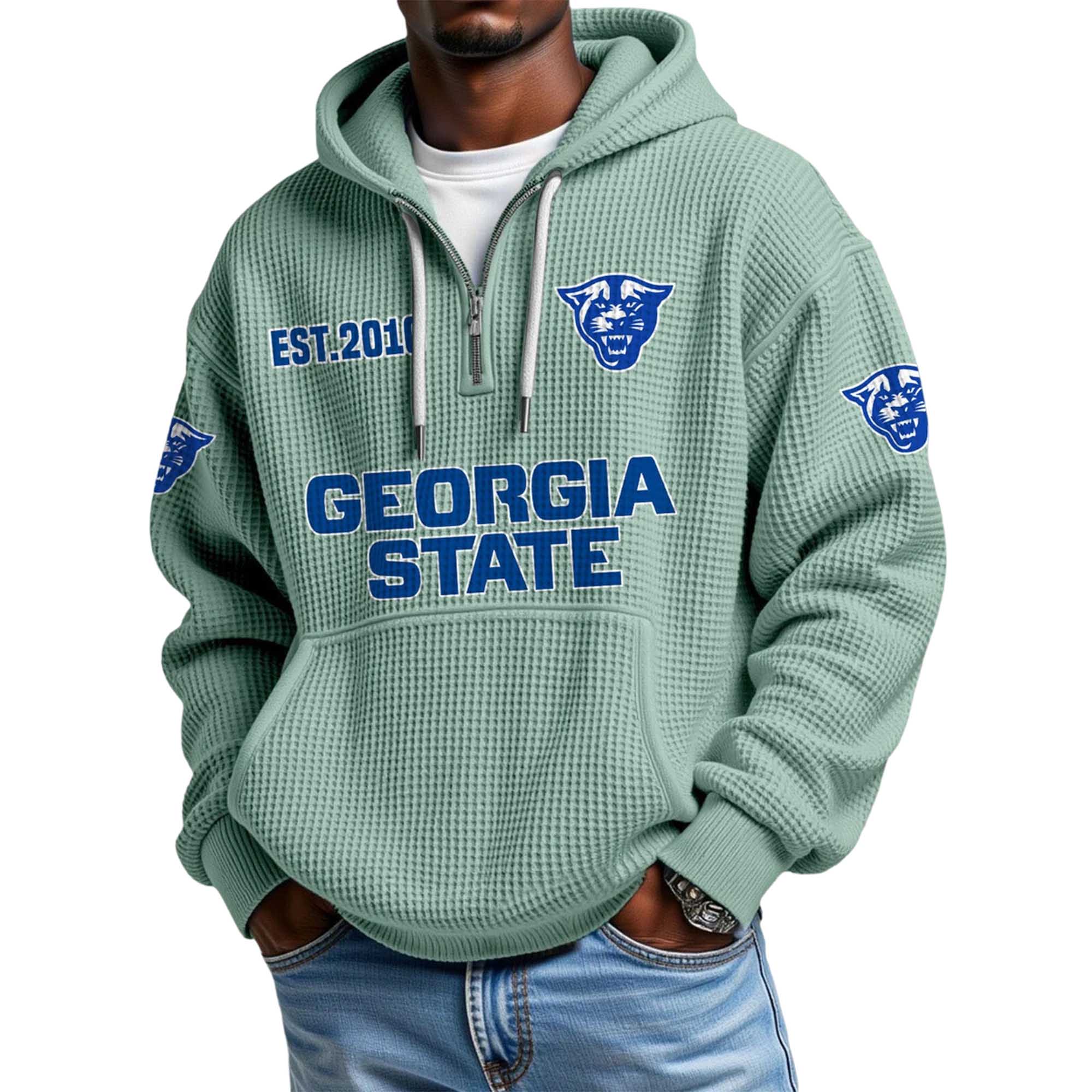Georgia State EST 2016 Quarter Zip Waffle Hoodie 2 Georgia State EST 2016 Quarter Zip Waffle Hoodie 2