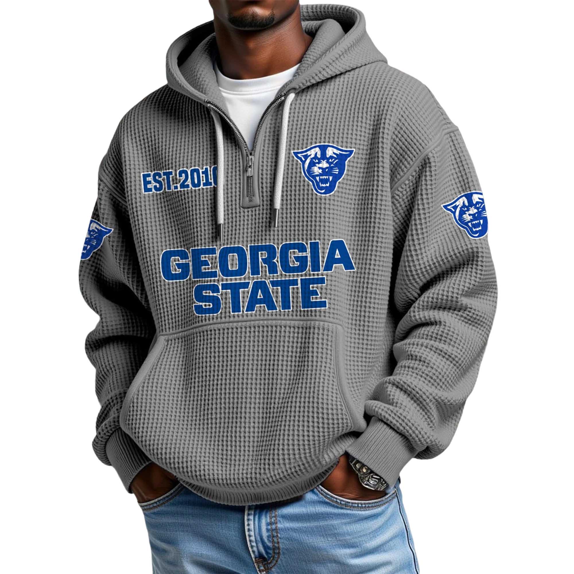 Georgia State EST 2016 Quarter Zip Waffle Hoodie 3 Georgia State EST 2016 Quarter Zip Waffle Hoodie 3