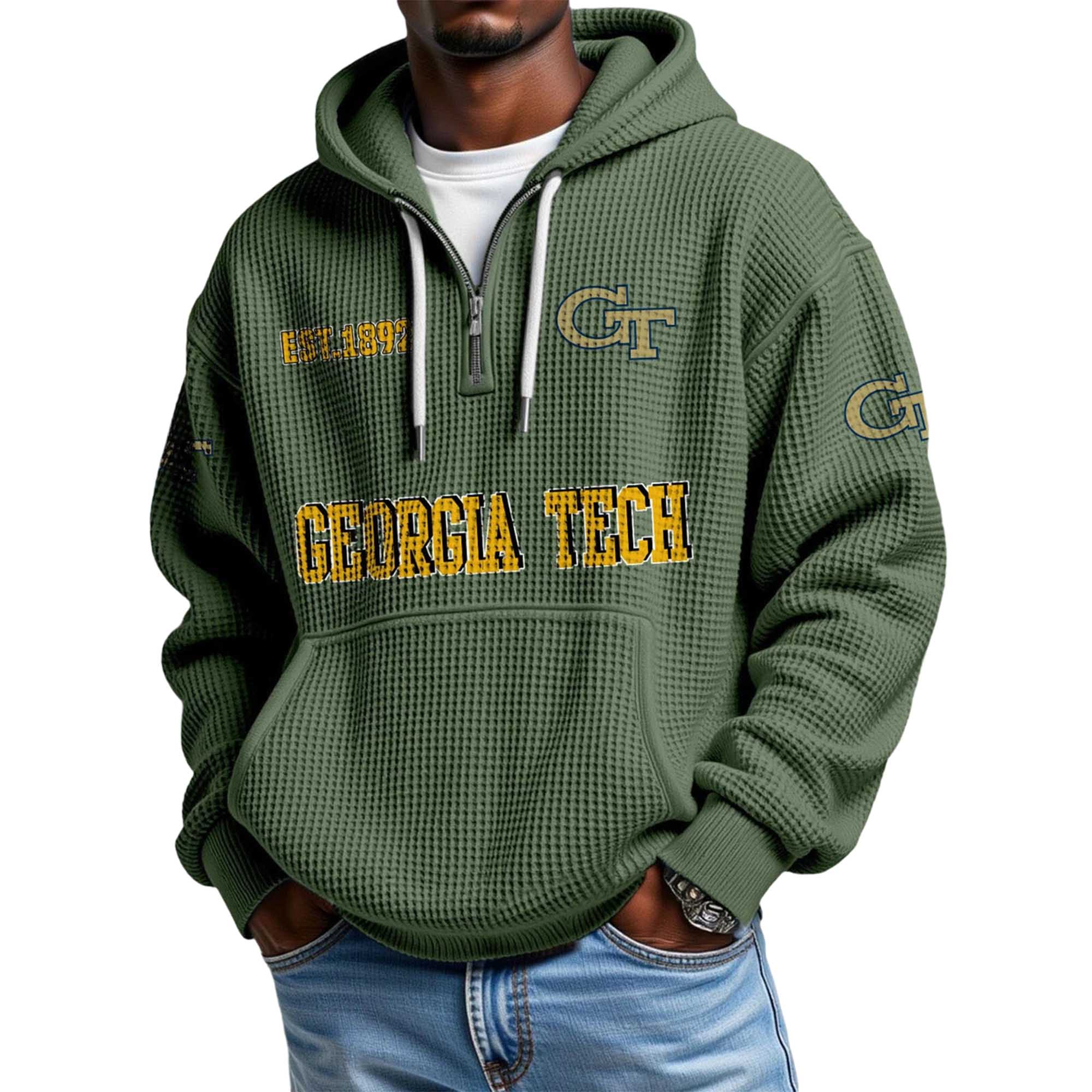 Georgia Tech EST 1892 Quarter Zip Waffle Hoodie 2 Georgia Tech EST 1892 Quarter Zip Waffle Hoodie 2