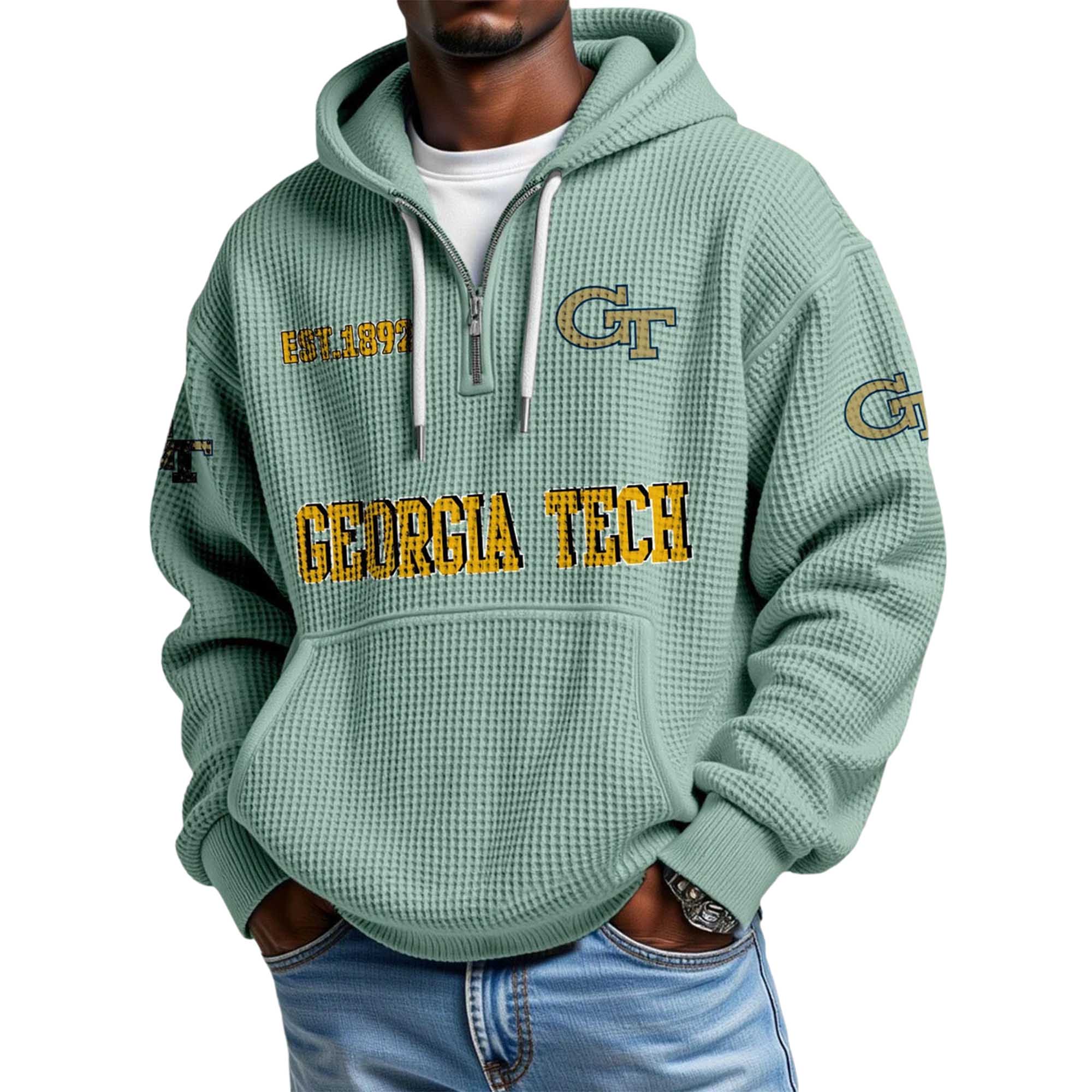 Georgia Tech EST 1892 Quarter Zip Waffle Hoodie 4 Georgia Tech EST 1892 Quarter Zip Waffle Hoodie 4