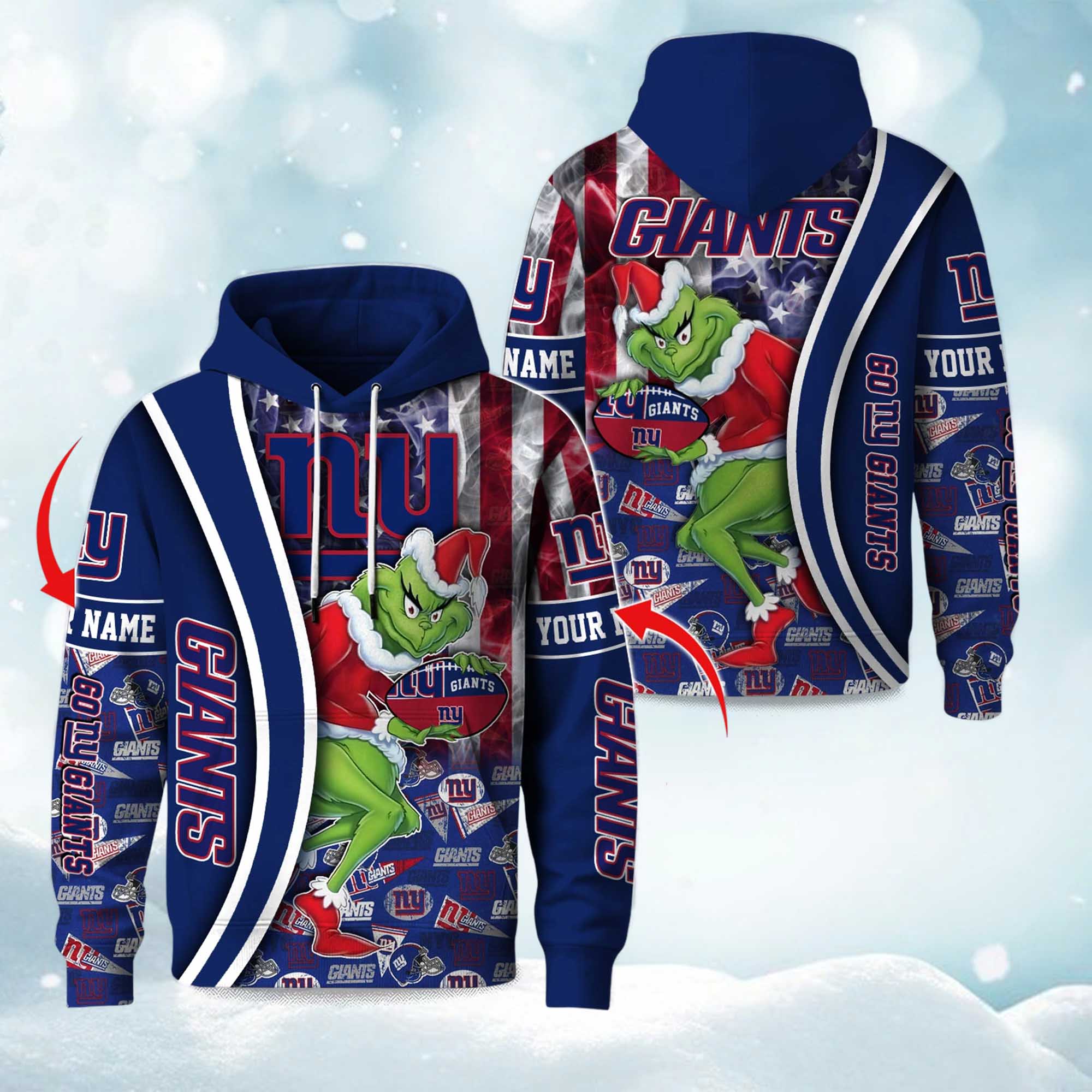 Giants The Grnch Christmas Football Hoodie Giants The Grnch Christmas Football Hoodie