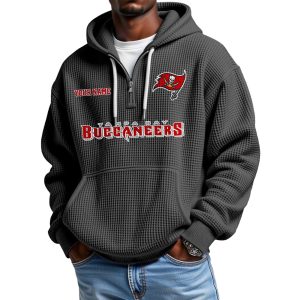 Buccaneers Personalized Quarter Zip Waffle Hoodie 1