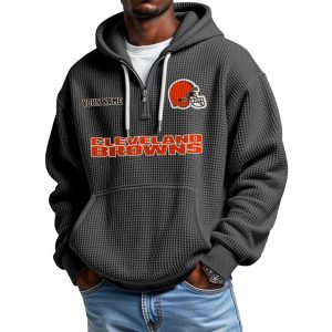 Browns Personalized Quarter Zip Waffle Hoodie 1