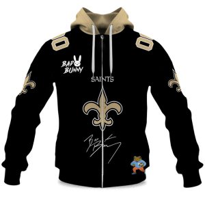 Personalized Saints Bad Bunny Bowl LX 2025 2026 Zipper Hoodie