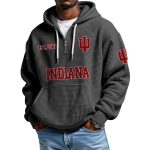 Indiana 1887 EST Quarter Zip Waffle Hoodie