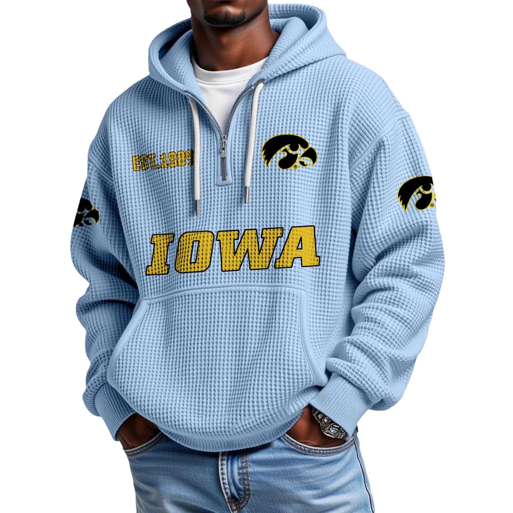 Iowa EST 1989 Quarter Zip Waffle Hoodie 2 Iowa EST 1989 Quarter Zip Waffle Hoodie 2