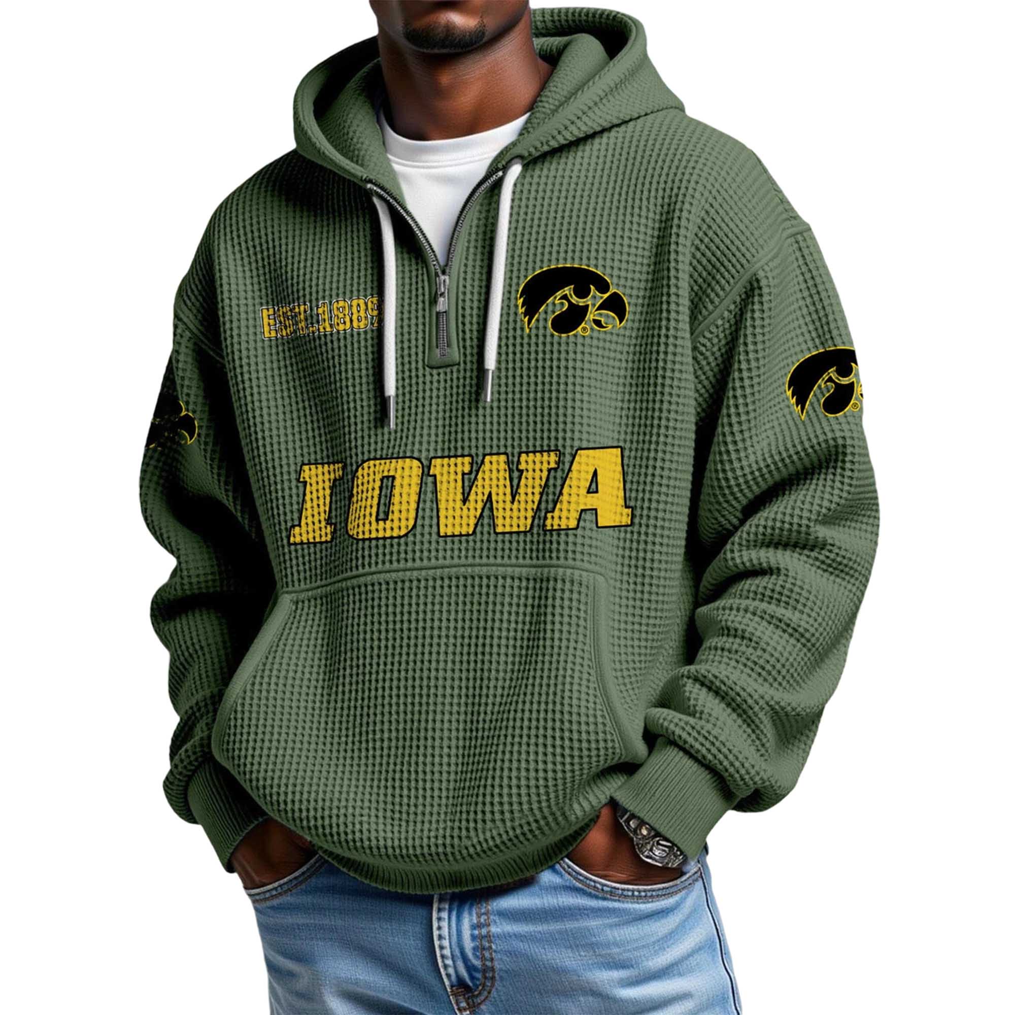 Iowa EST 1989 Quarter Zip Waffle Hoodie 3 Iowa EST 1989 Quarter Zip Waffle Hoodie 3