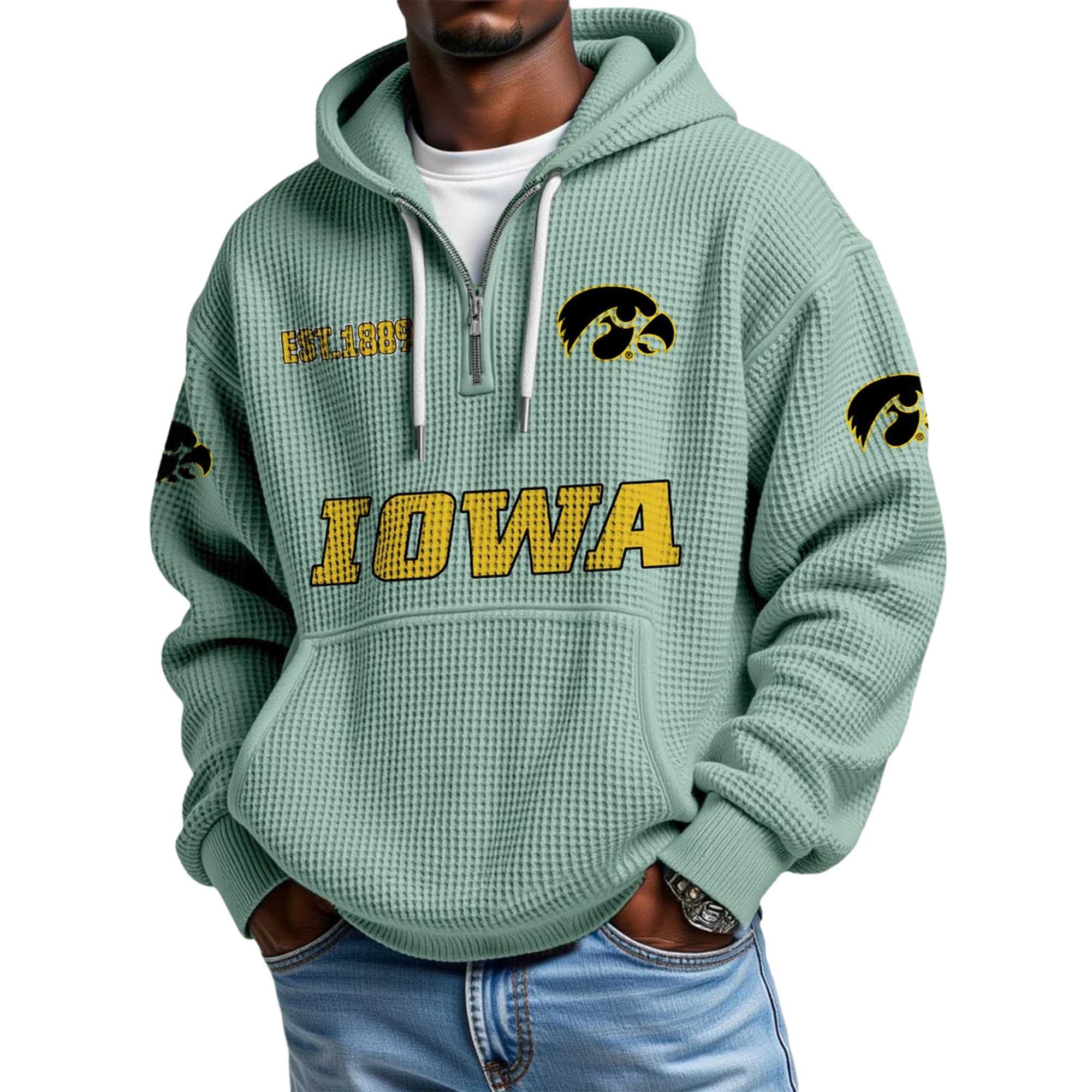 Iowa EST 1989 Quarter Zip Waffle Hoodie 5 Iowa EST 1989 Quarter Zip Waffle Hoodie 5