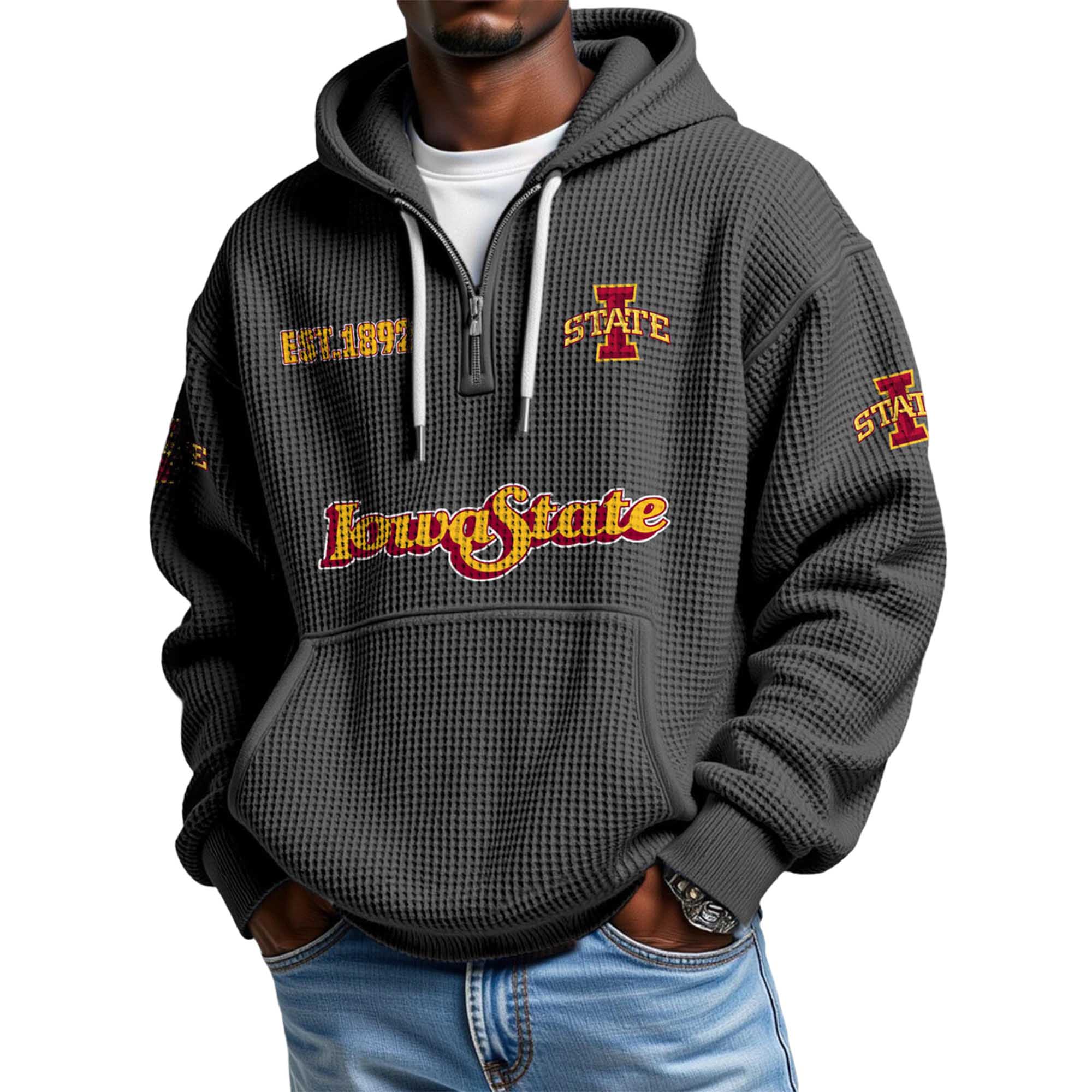 Iowa State EST 1892 Quarter Zip Waffle Hoodie Iowa State EST 1892 Quarter Zip Waffle Hoodie