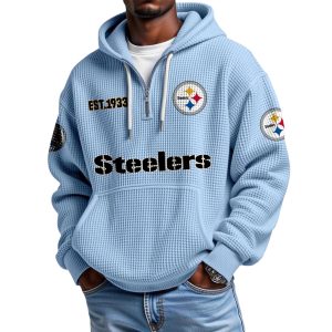 Steelers EST 1993 Waffle Quarter Zip Hoodie (1)