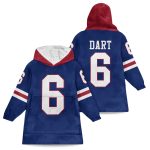 Jaxson Dart 6 Giants Football Unisex Blanket Hoodie