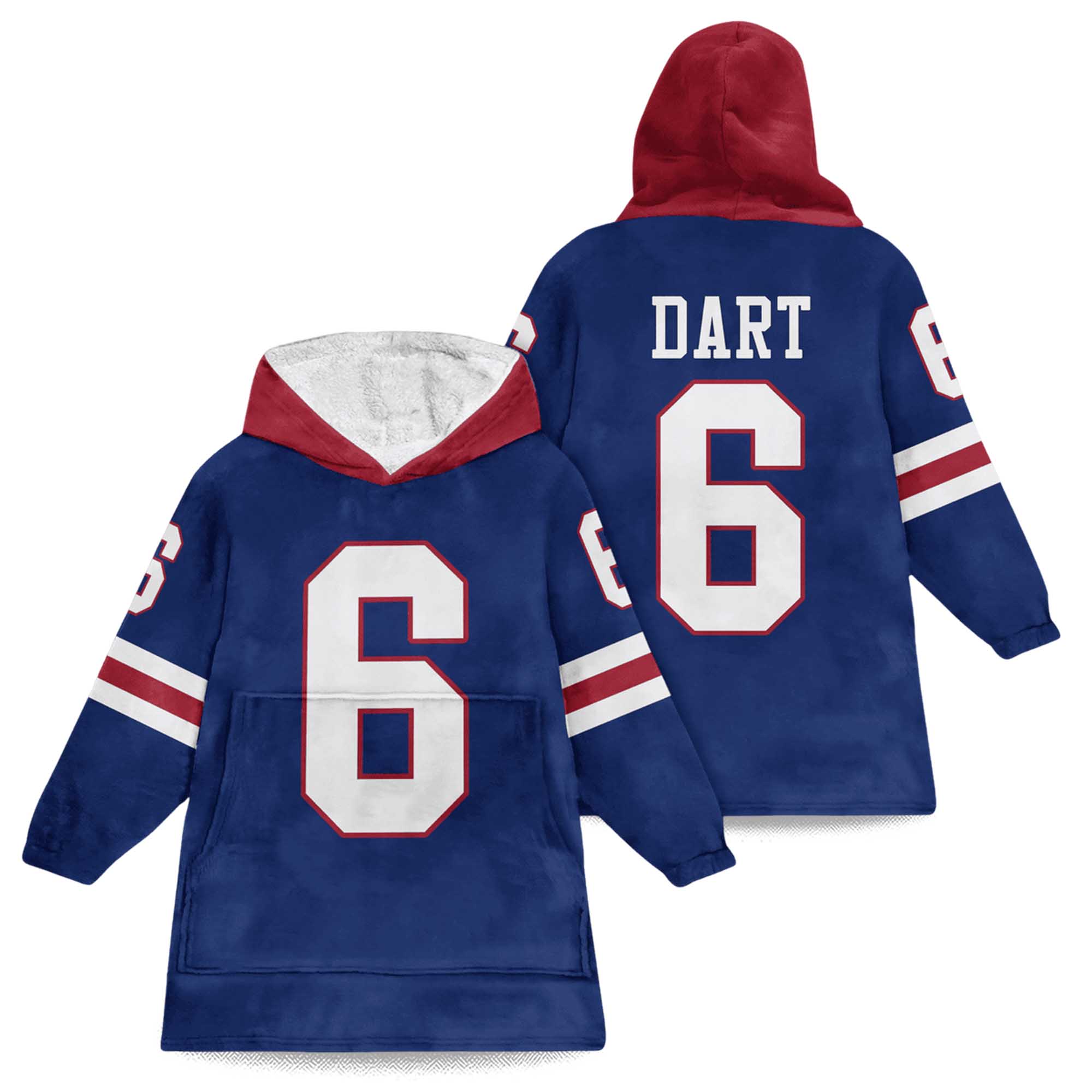 Jaxson Dart 6 Giants Football Unisex Blanket Hoodie Jaxson Dart 6 Giants Football Unisex Blanket Hoodie