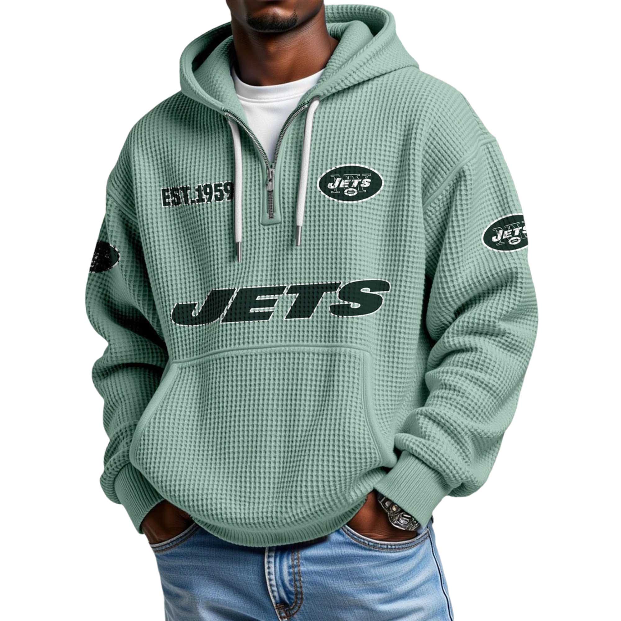 Jets EST 1959 Quarter Zip Waffle Hoodie 4 Jets EST 1959 Quarter Zip Waffle Hoodie 4