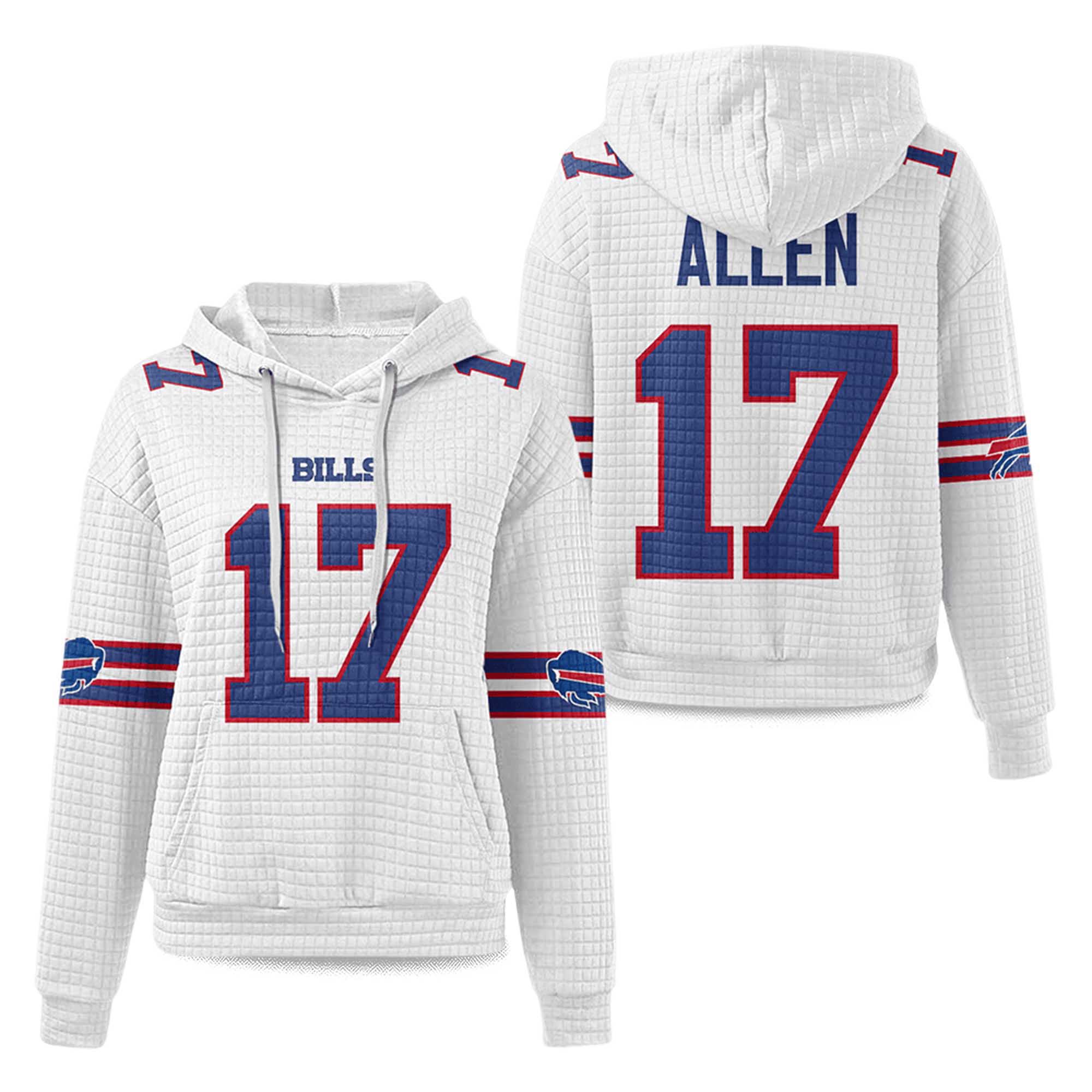 Josh Allen 17 Bills Waffle Hoodie Josh Allen 17 Bills Waffle Hoodie