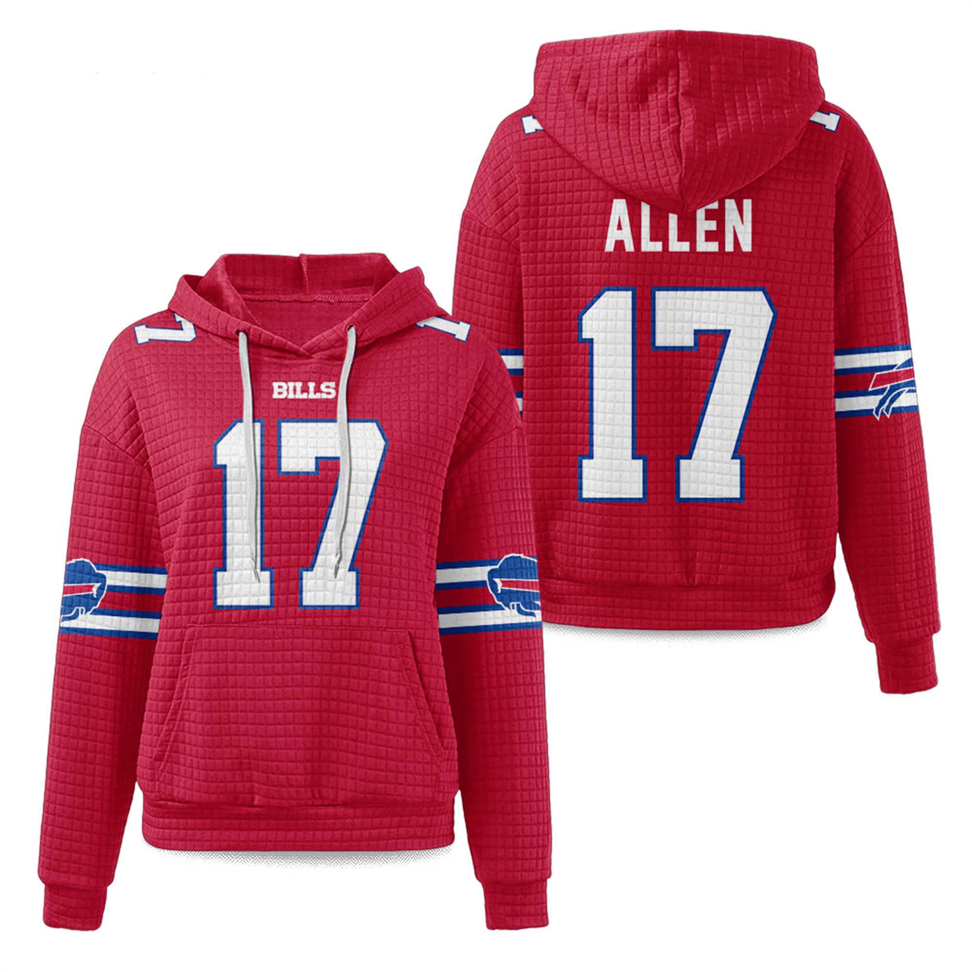 Josh Allen 17 Bills Waffle Hoodie 2 Josh Allen 17 Bills Waffle Hoodie (2)