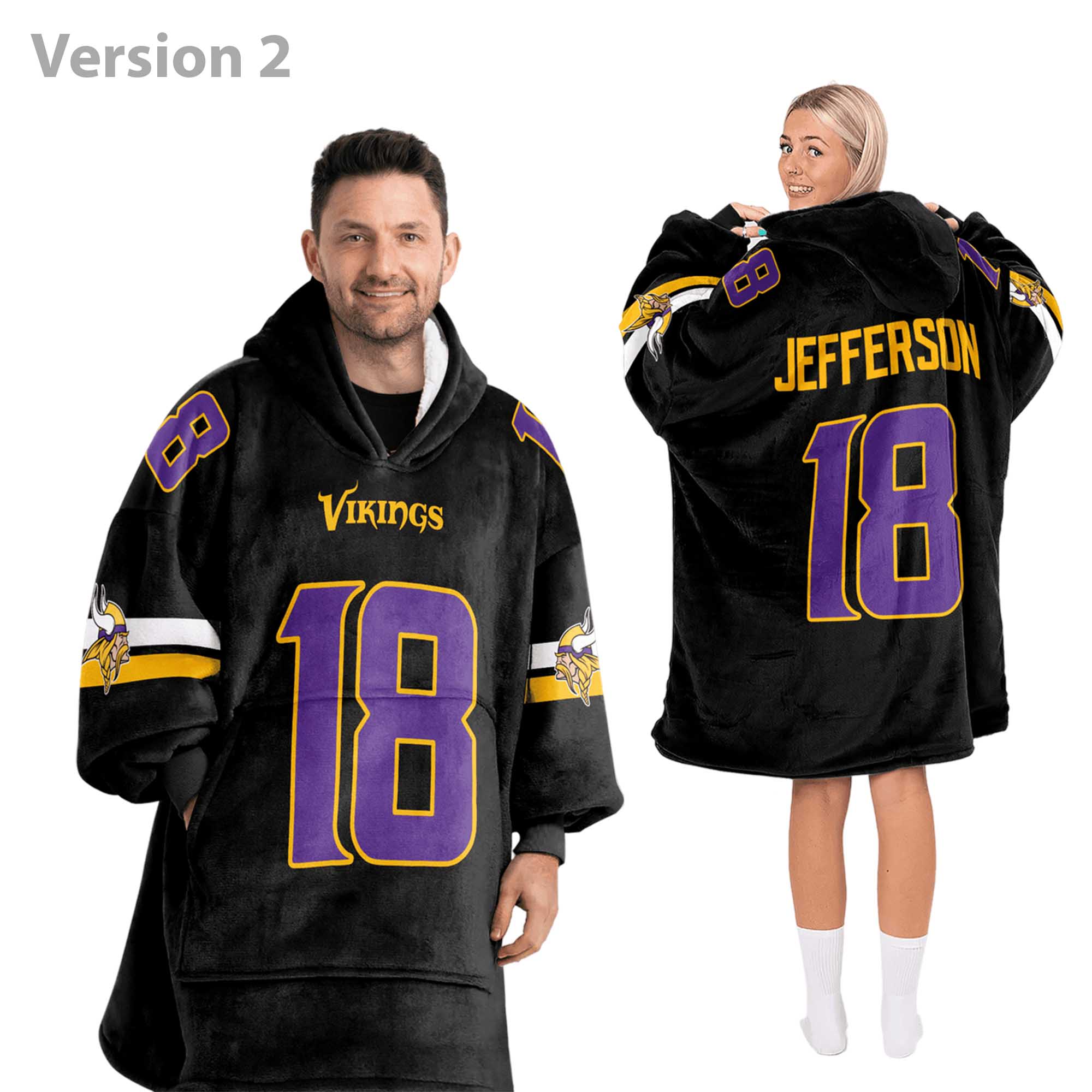 Justin Jefferson 18 Vikings Football Unisex Blanket Hoodie 2 Justin Jefferson 18 Vikings Football Unisex Blanket Hoodie (2)