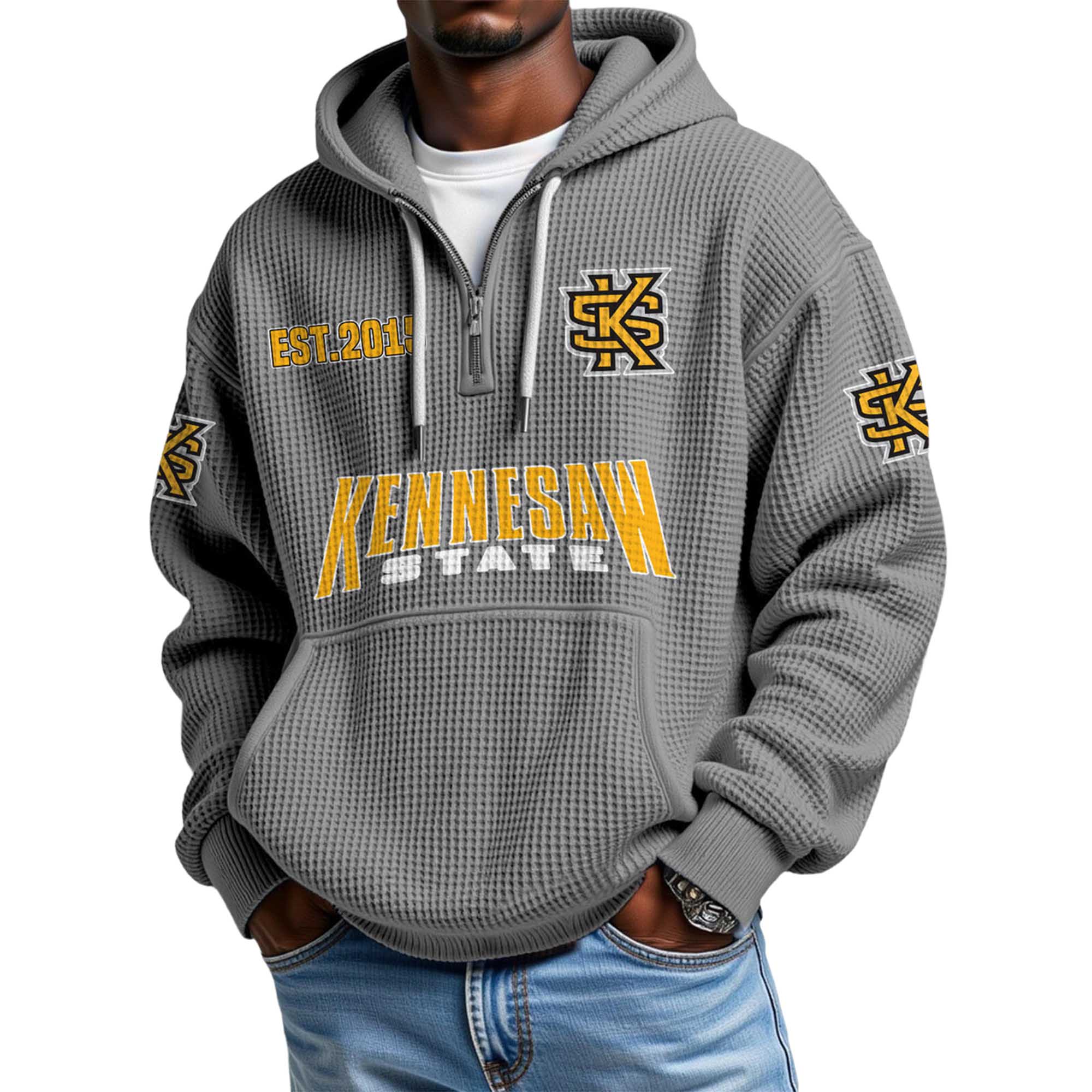 Kennesaw State EST 2015 Quarter Zip Waffle Hoodie 3 Kennesaw State EST 2015 Quarter Zip Waffle Hoodie 3
