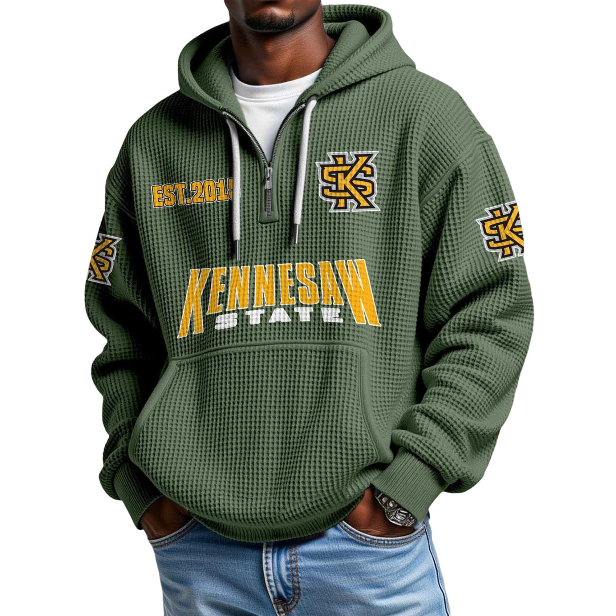 Kennesaw State EST 2015 Quarter Zip Waffle Hoodie 4 Kennesaw State EST 2015 Quarter Zip Waffle Hoodie 4