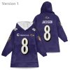 Lamar Jackson 8 Ravens Football Unisex Blanket Hoodie 8 Lamar Jackson 8 Ravens Football Unisex Blanket Hoodie (1)