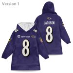 Lamar Jackson 8 Ravens Football Unisex Blanket Hoodie